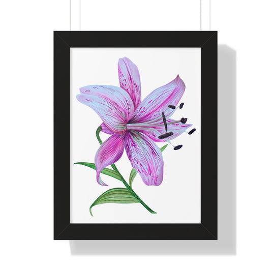 Framed Art Print - Pink Tiger Lily Botanical Wall Art