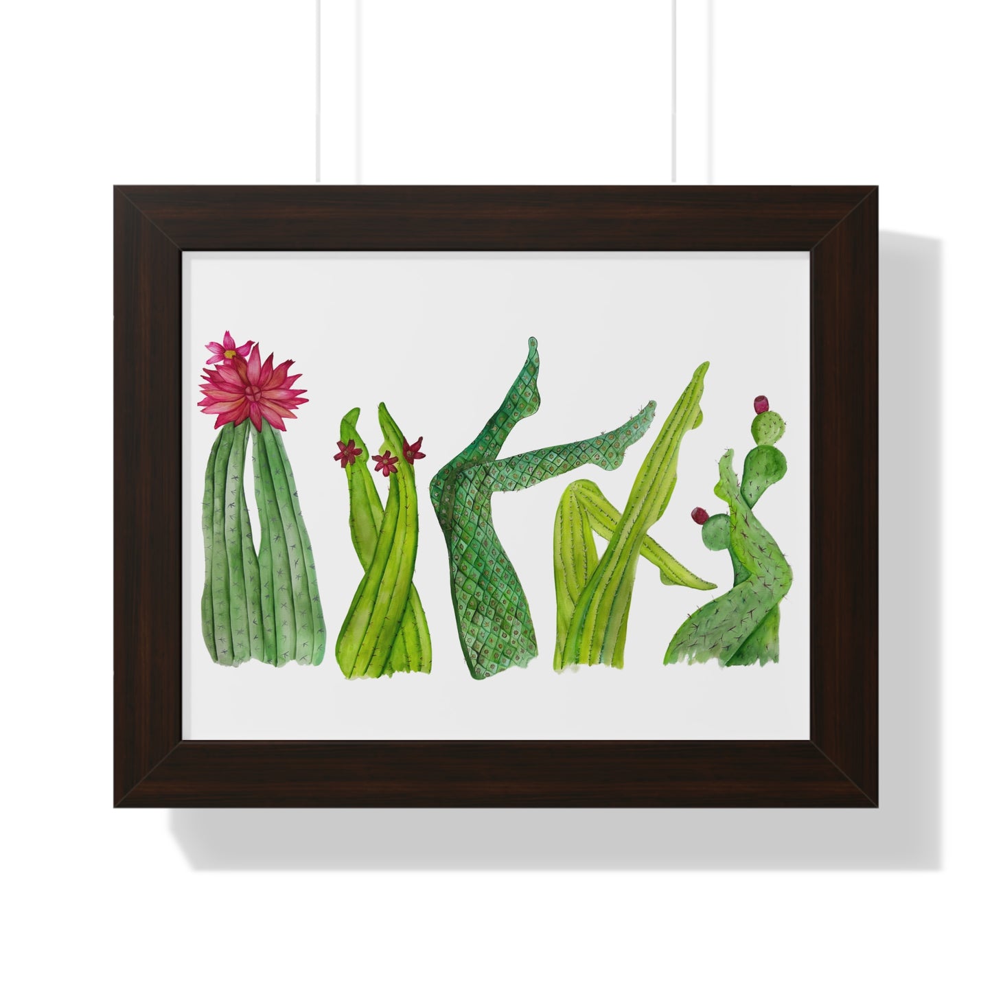 Cactus Legs Watercolor Framed Print — Botanical Horizontal Wall Art