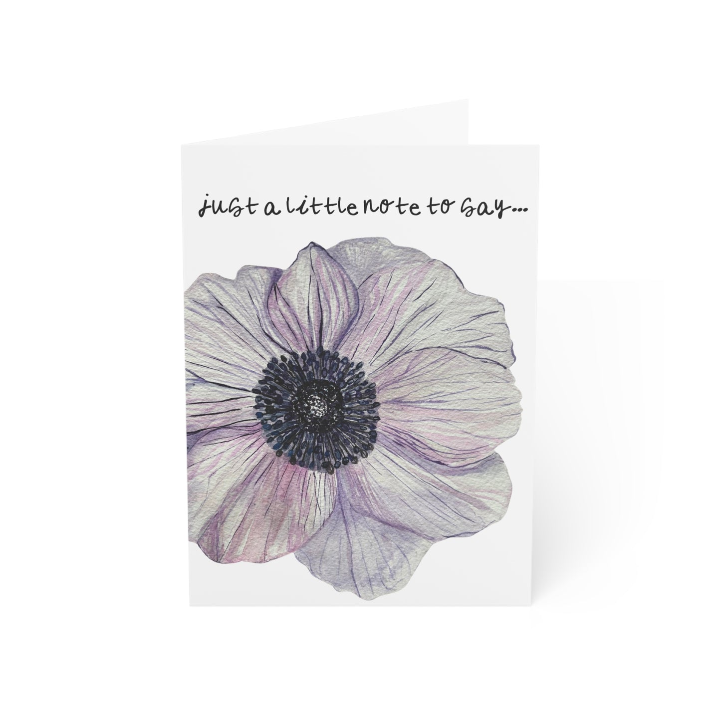 Just Because Anemone Wildflower Greeting Card Handpainted Watercolor