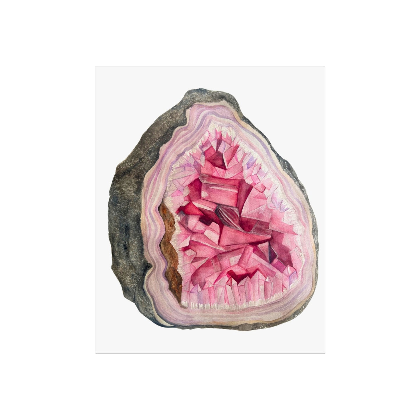 Pink Geode Giclée Art Print — Crystal Wall Art for Home Décor