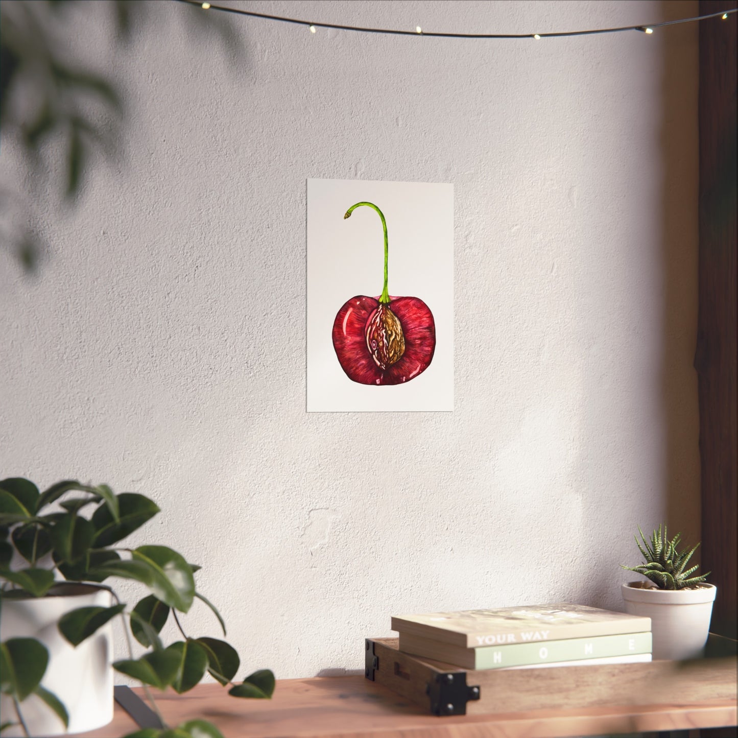 Giclée Art Print — Botanical Cherry Pit Watercolor Print