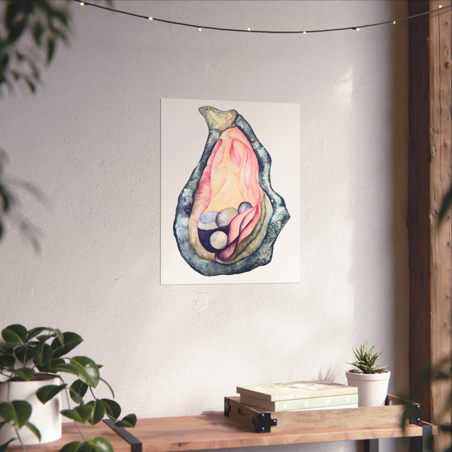 Oyster Shell Giclée Art Print — Watercolor Pearl Illustration