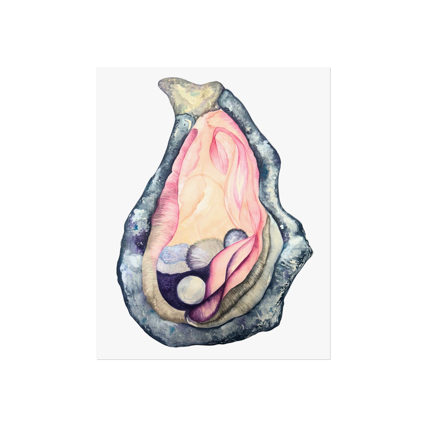 Oyster Shell Giclée Art Print — Watercolor Pearl Illustration