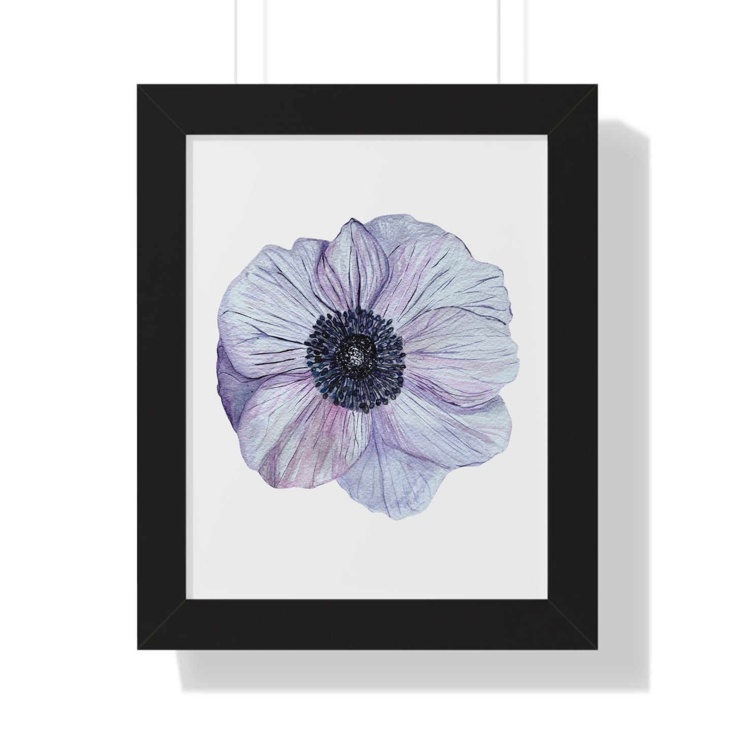Framed Floral  Print — White Lavender Anemone Wall Art