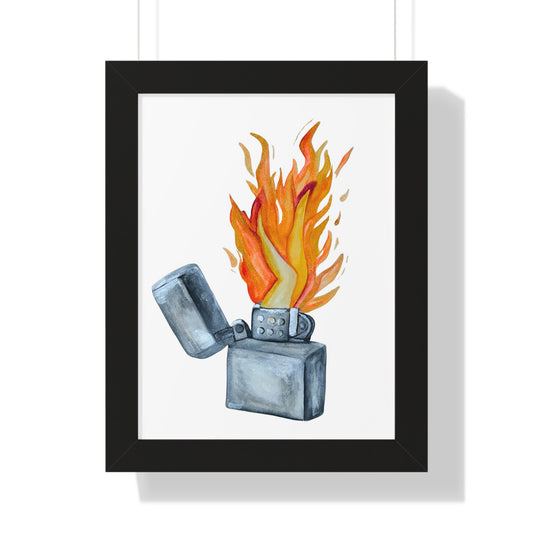 Flaming Lighter with Legs — Watercolor Fire Art Print