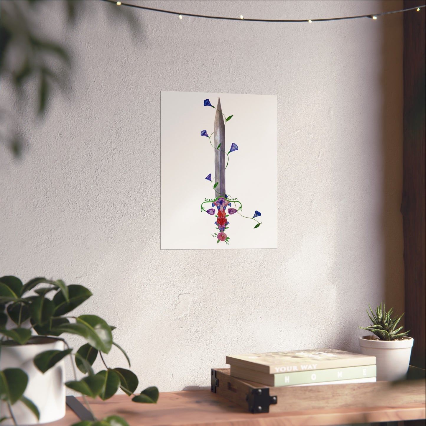Sword & Vines Giclée Art Print — Floral Dagger Wall Art
