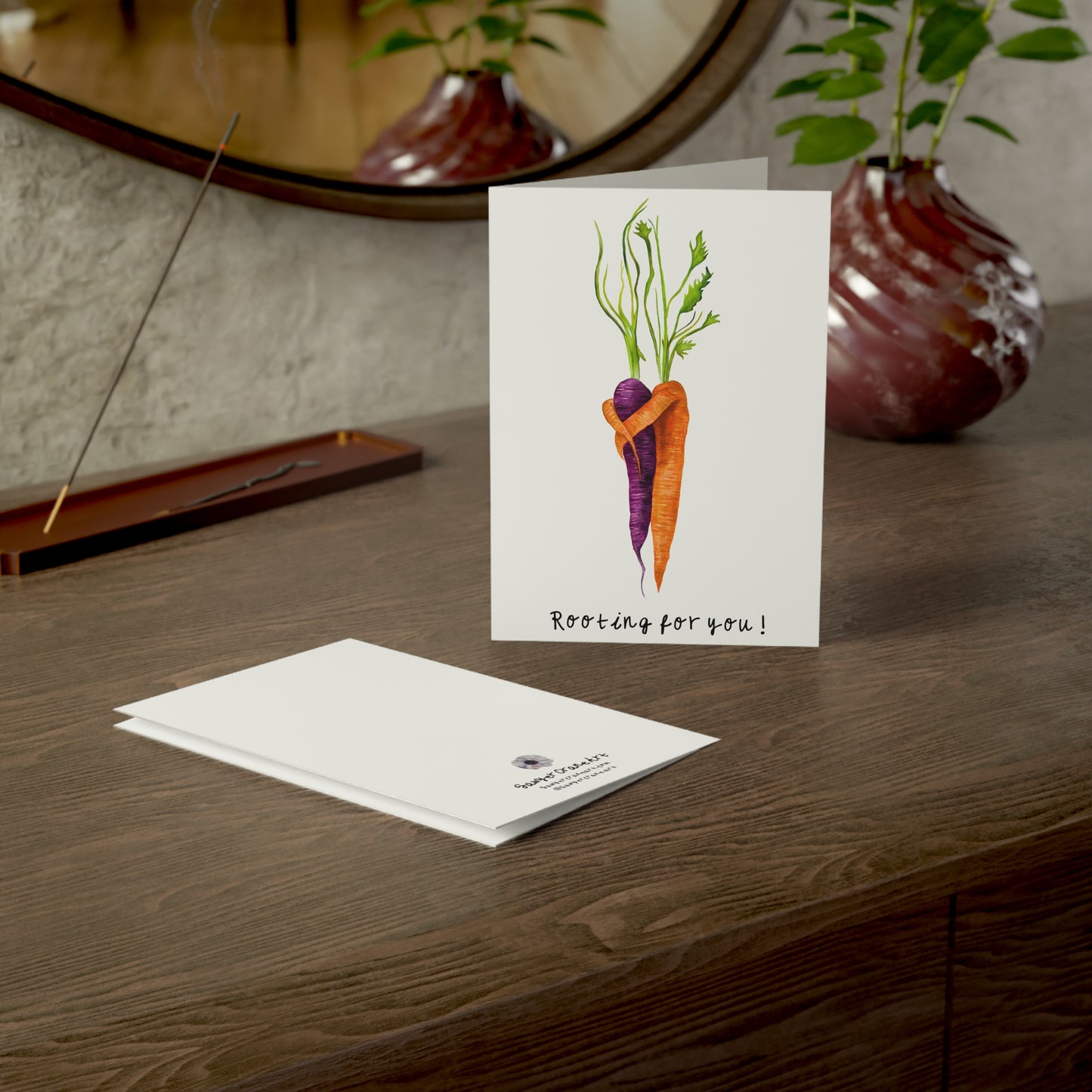 Rooting for You — Cute Carrot Congrats Get Well Soon Greeting Card