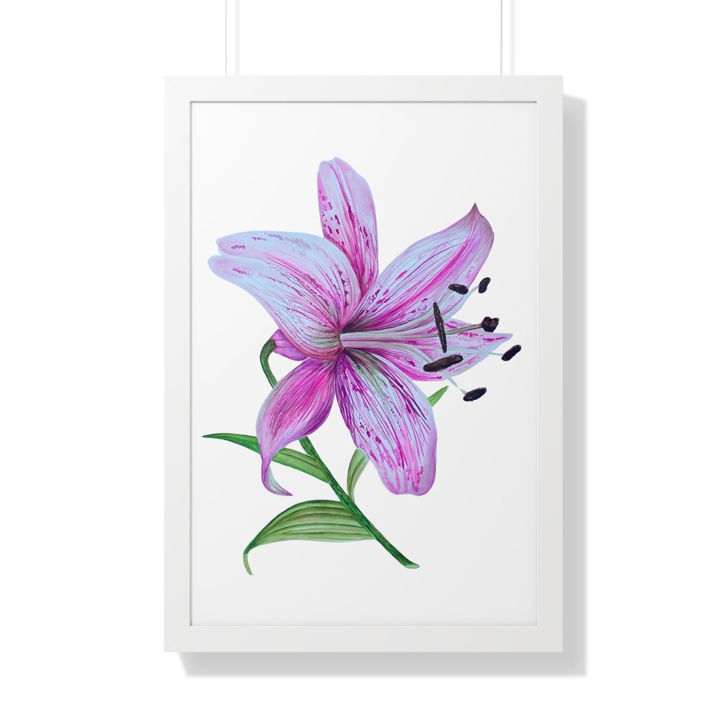 Framed Art Print - Pink Tiger Lily Botanical Wall Art