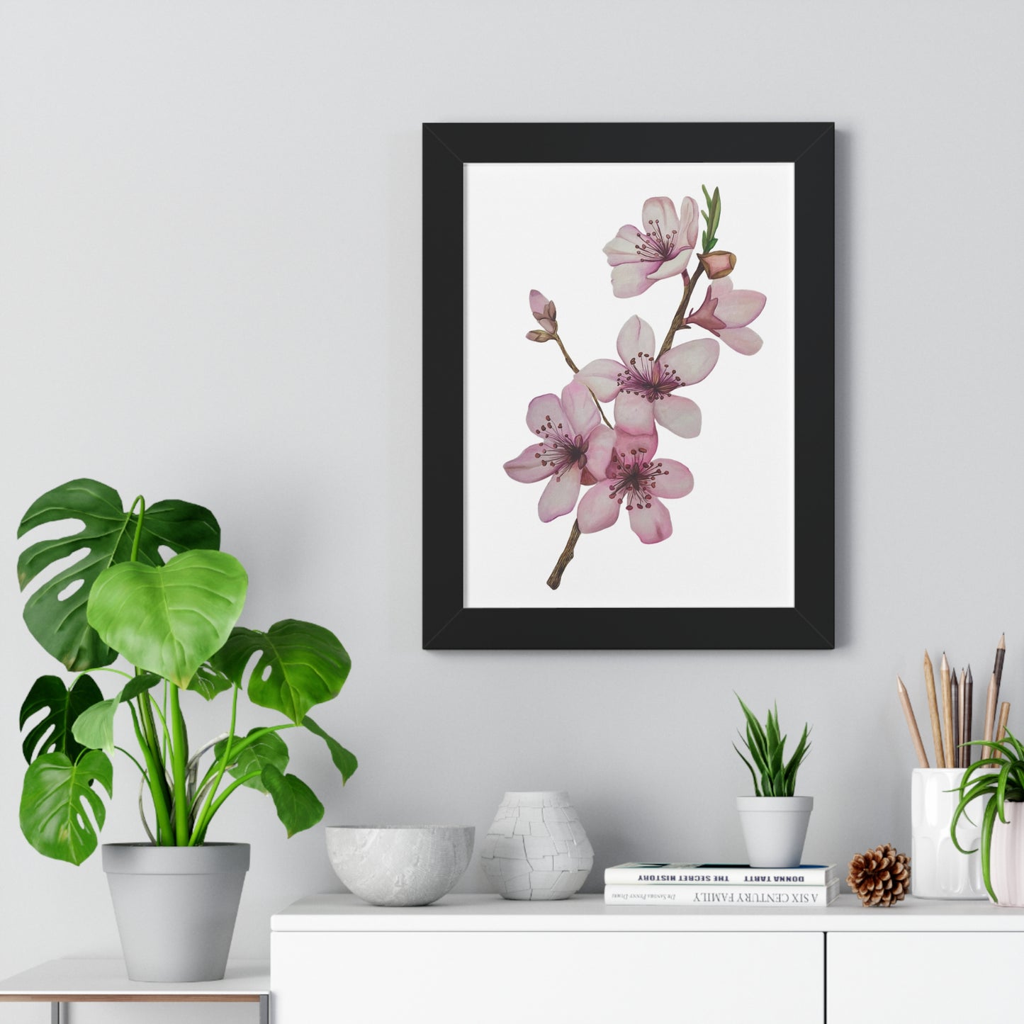 Framed Cherry Blossom Print — Pink Floral Wall Art Print