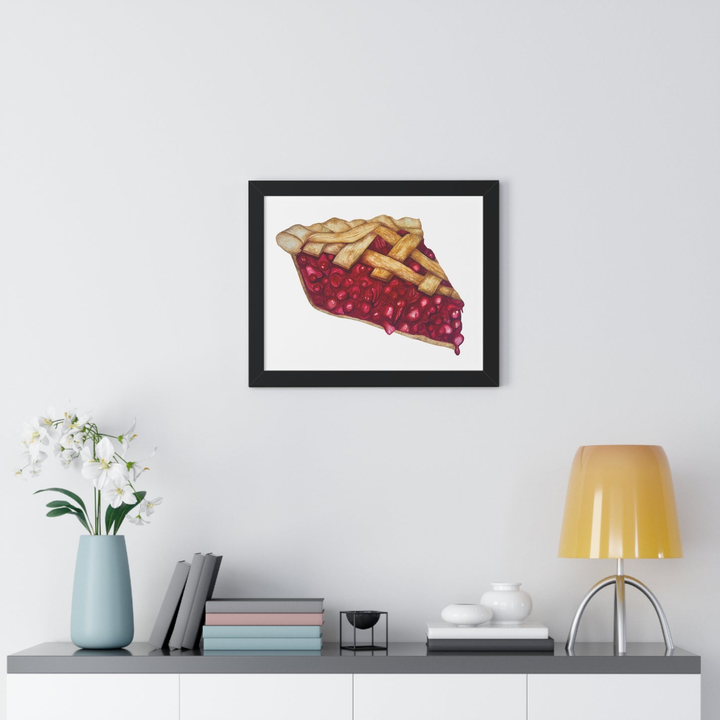 Cherry Pie Slice Framed Print — Watercolor Kitchen Wall Art
