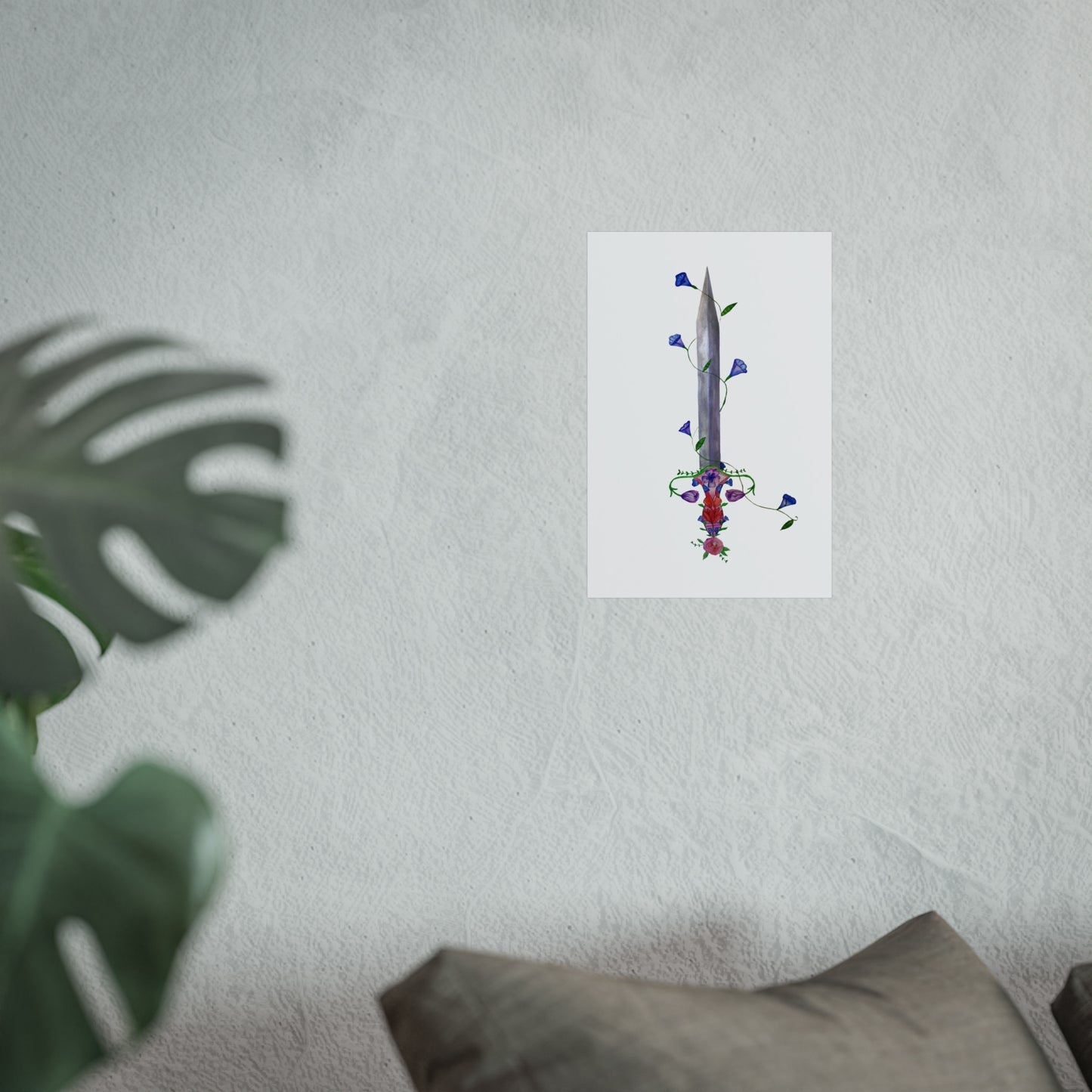 Sword & Vines Giclée Art Print — Floral Dagger Wall Art