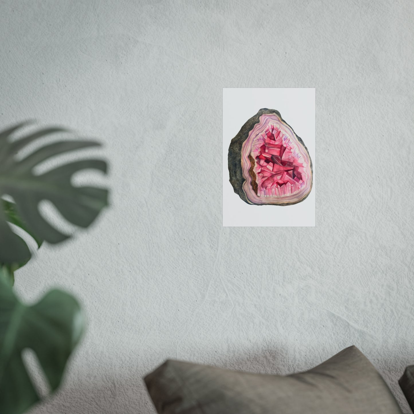 Pink Geode Giclée Art Print — Crystal Wall Art for Home Décor