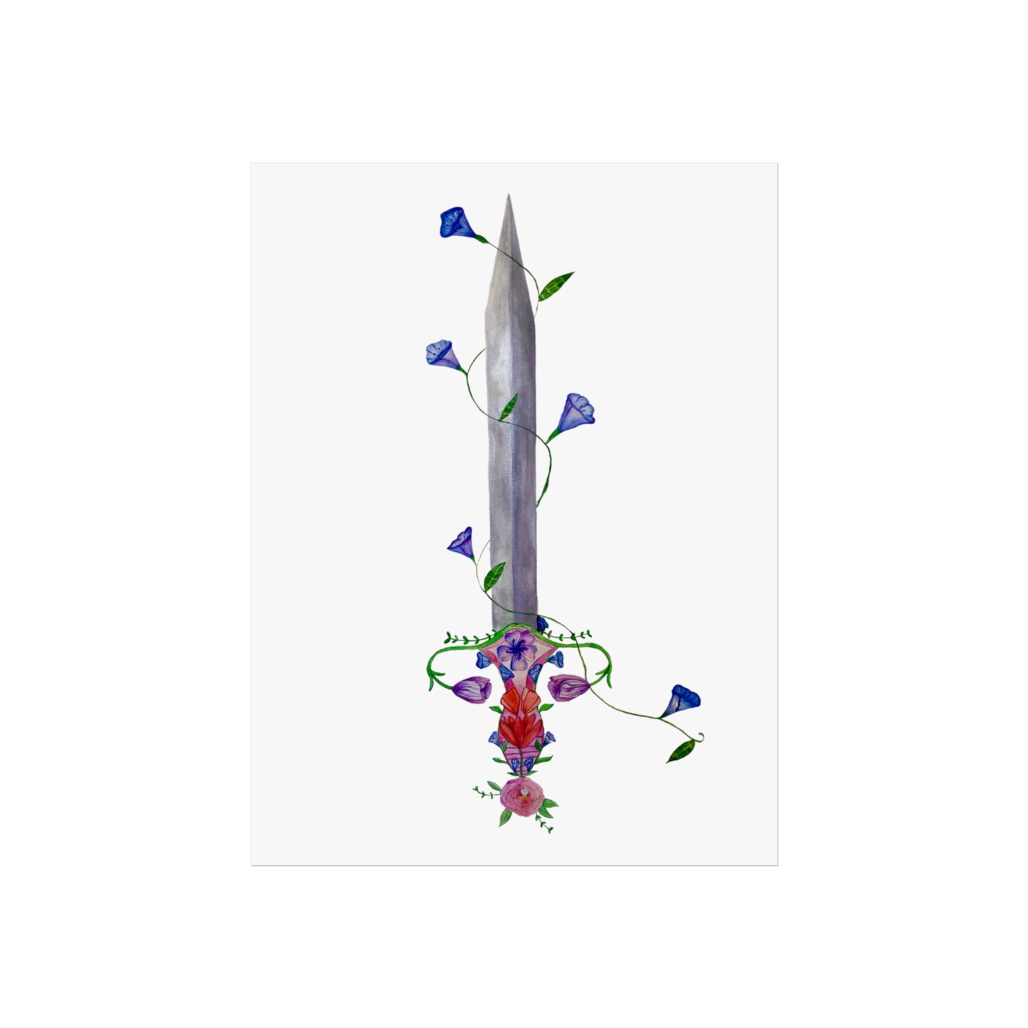 Sword & Vines Giclée Art Print — Floral Dagger Wall Art