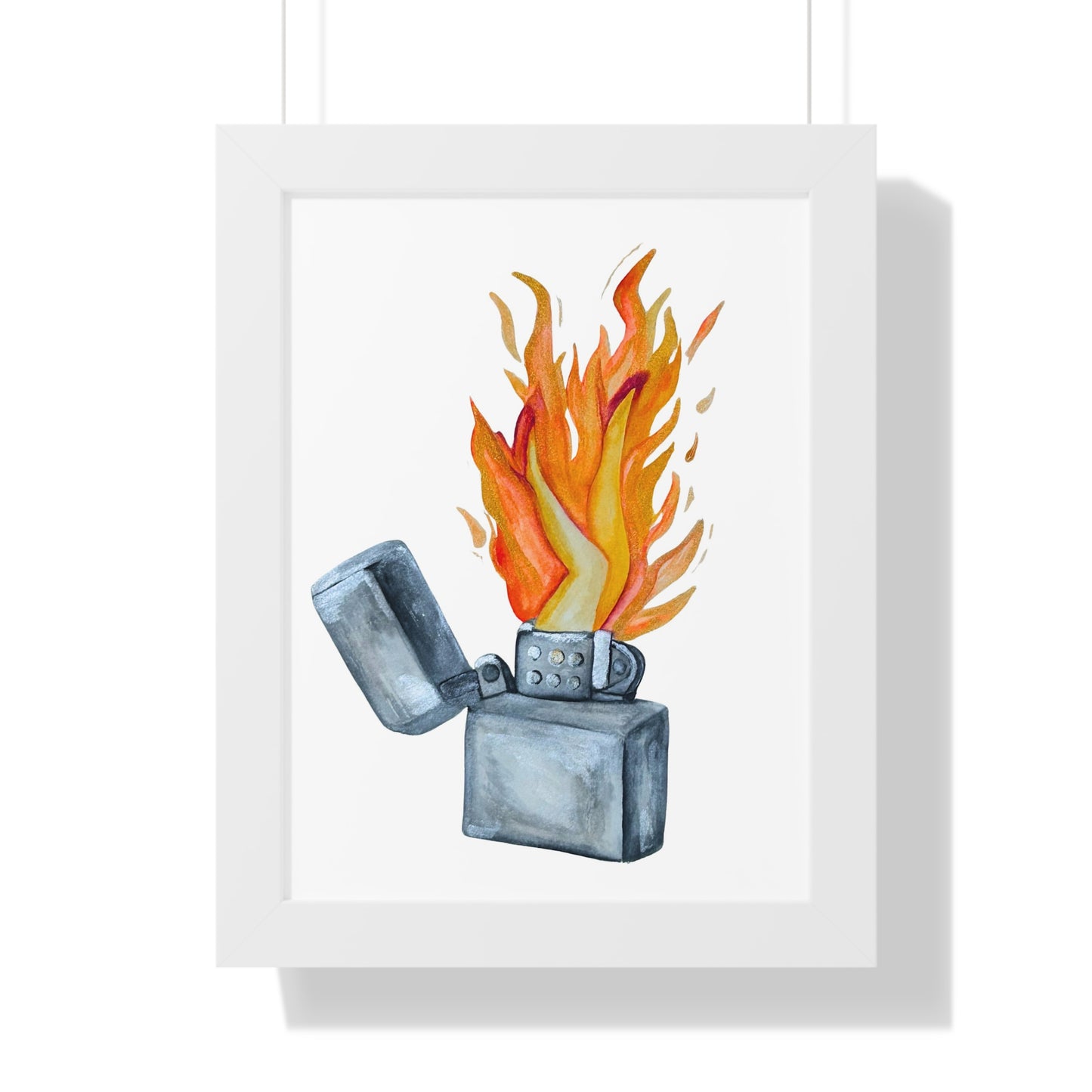 Flaming Lighter with Legs — Watercolor Fire Art Print