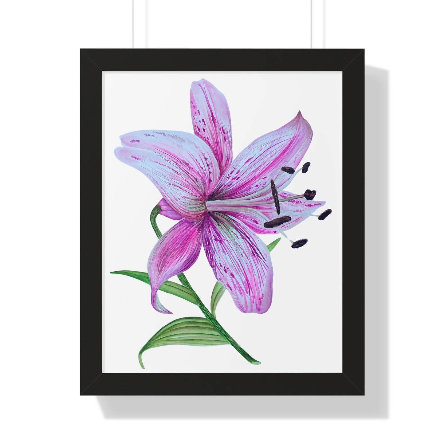 Framed Art Print - Pink Tiger Lily Botanical Wall Art