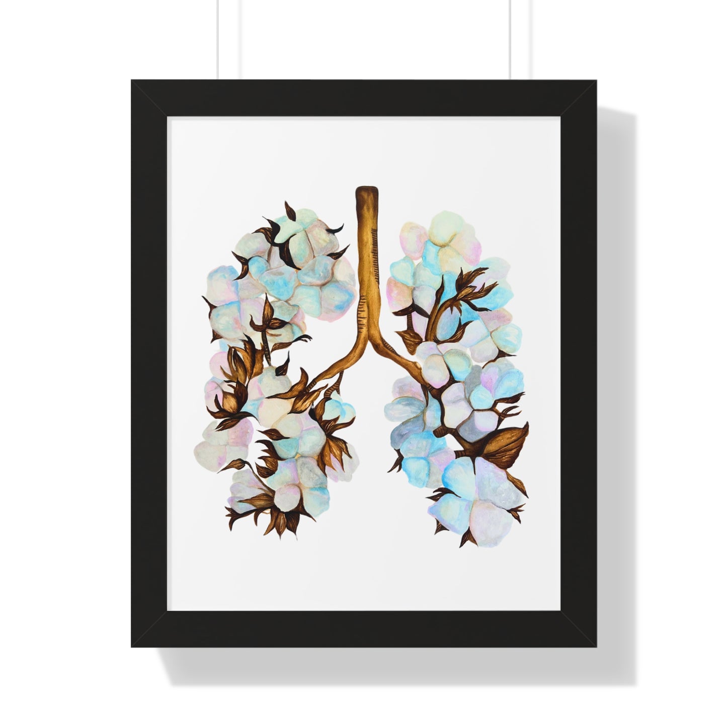 Framed Print- Botanical Lungs Art Print (Cotton Plant Lung Illustration)