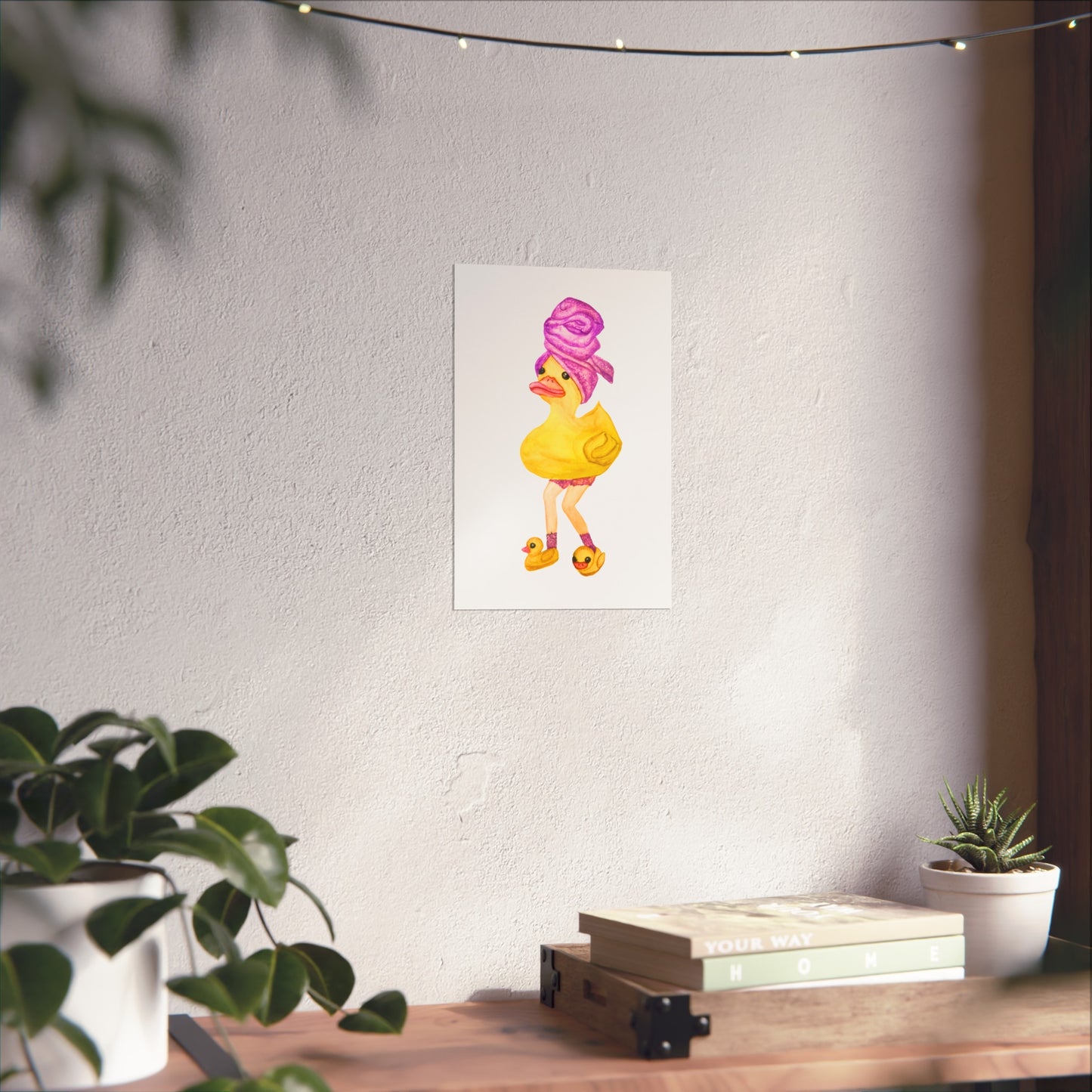 Rubber Duck Fashion Art Print — Whimsical Bathroom Duck Illustration