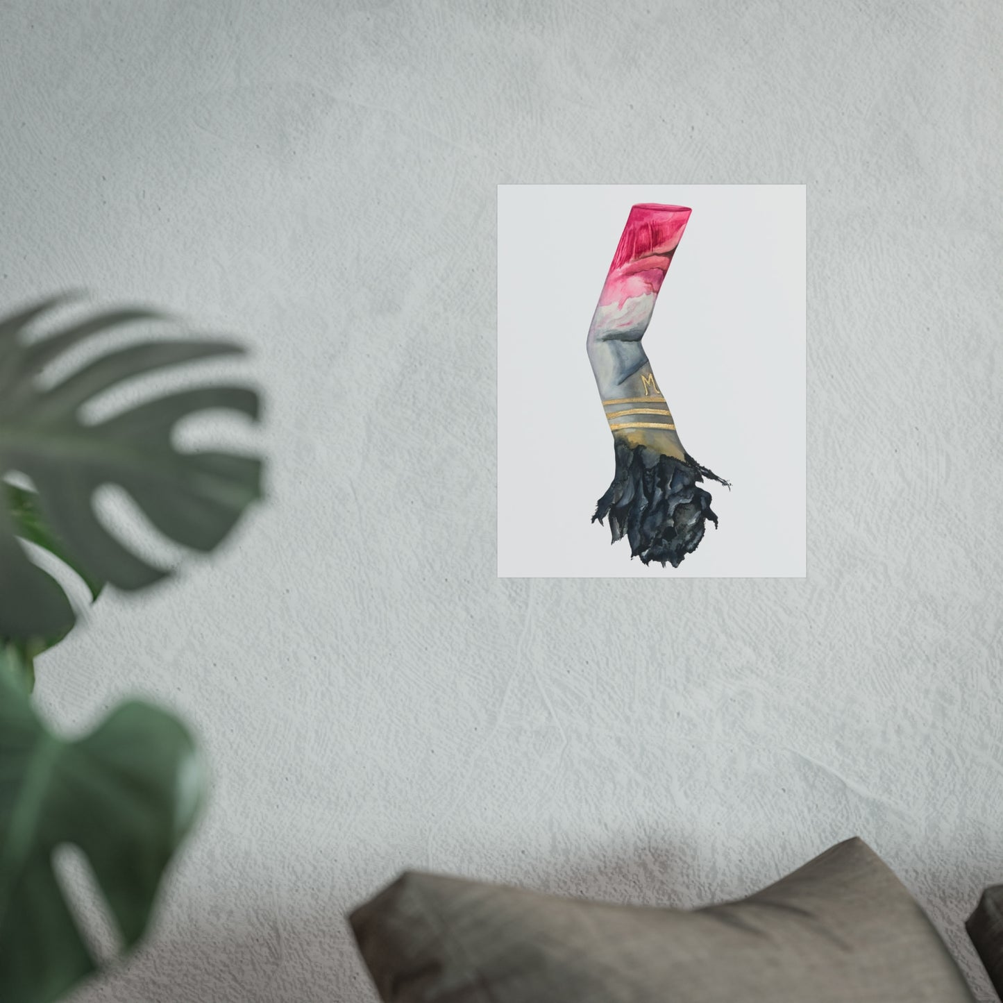 Lipstick & Cigarette Giclée Art Print – Pink, Gray & Gold Minimal Wall Art