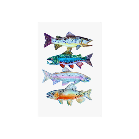 Giclée Art Print - Colorful Trout Illustration (Watercolor Fish Wall Art)