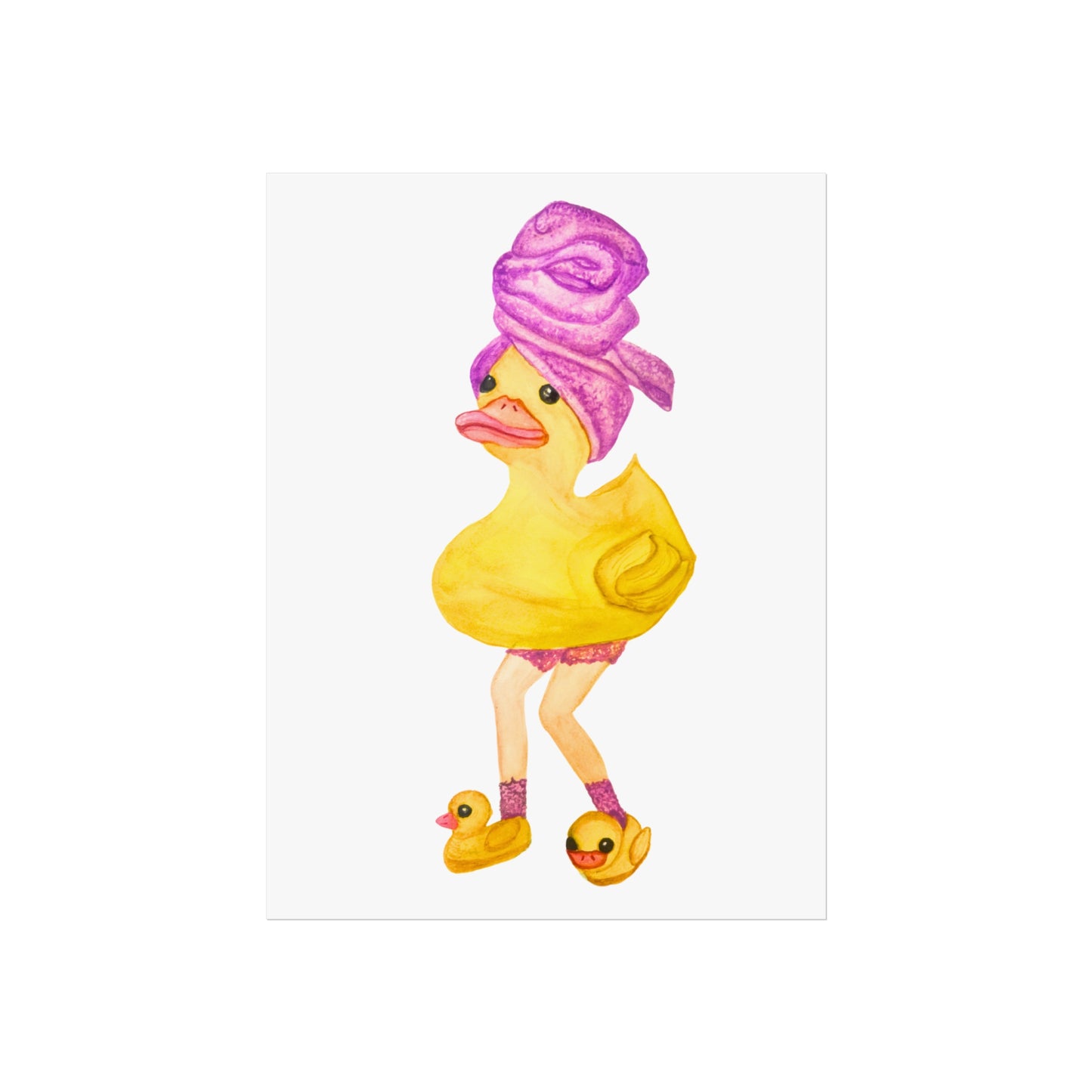 Rubber Duck Fashion Art Print — Whimsical Bathroom Duck Illustration
