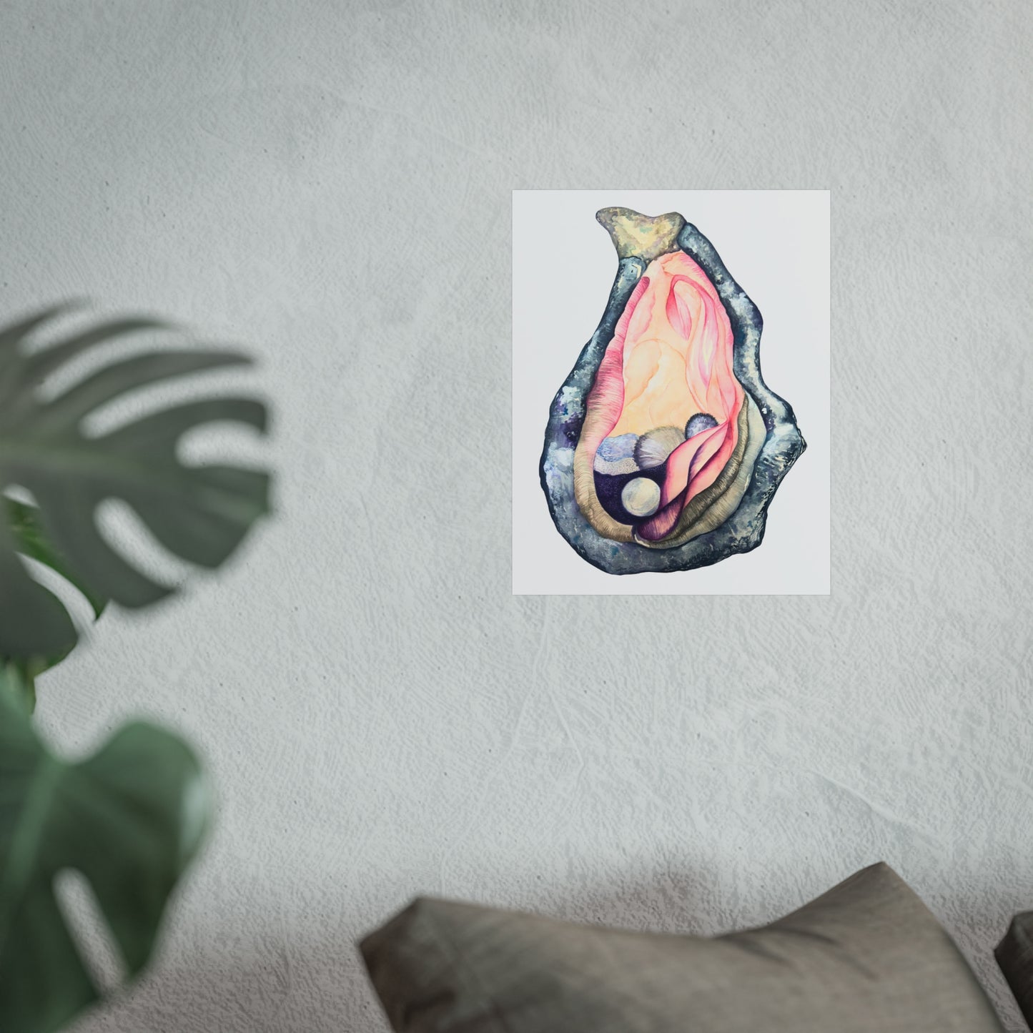 Oyster Shell Giclée Art Print — Watercolor Pearl Illustration