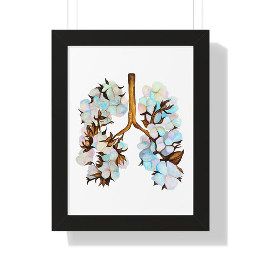 Framed Print- Botanical Lungs Art Print (Cotton Plant Lung Illustration)