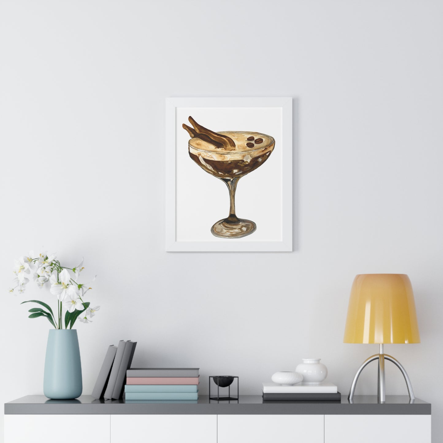 Espresso Martini with Legs Art Print — Framed