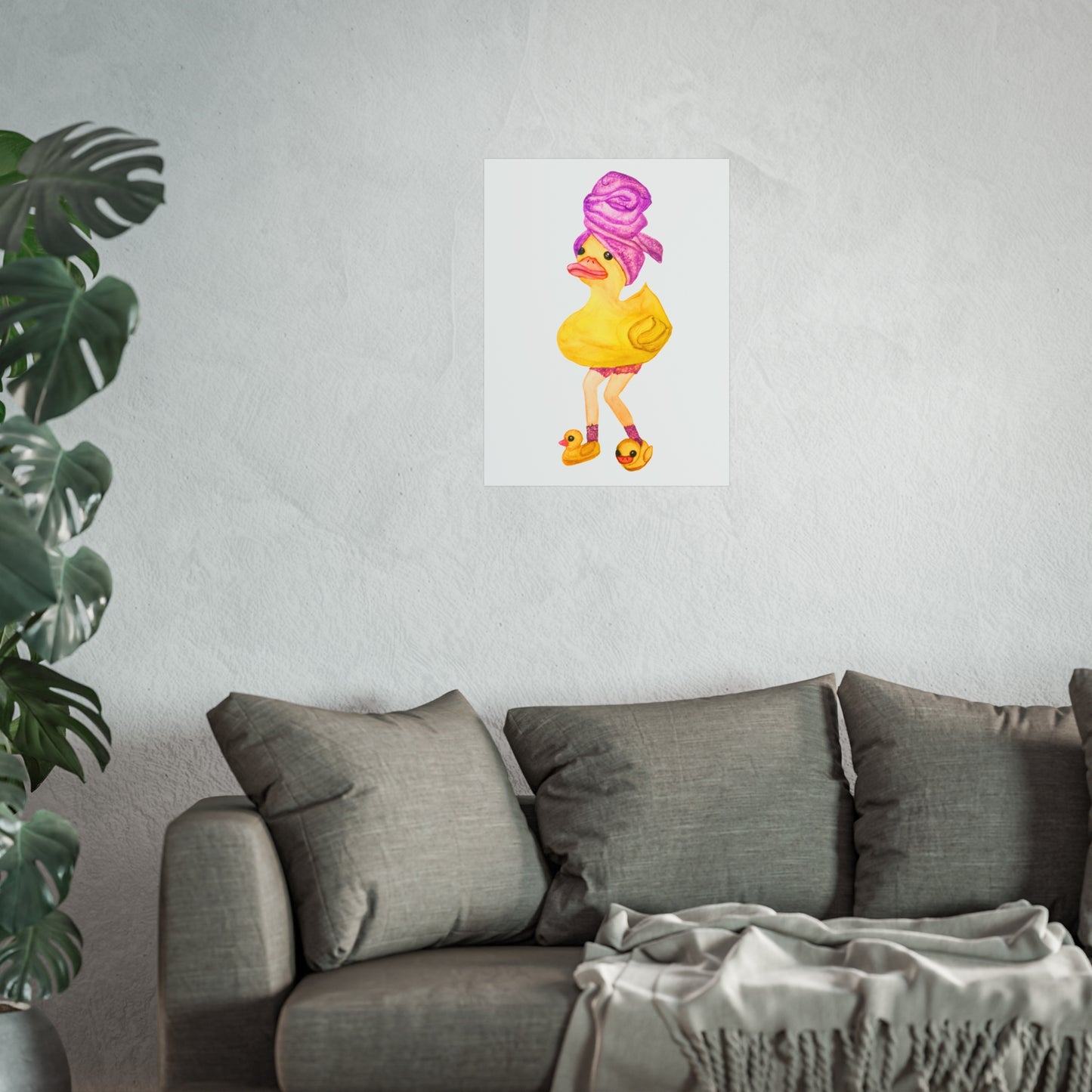 Rubber Duck Fashion Art Print — Whimsical Bathroom Duck Illustration