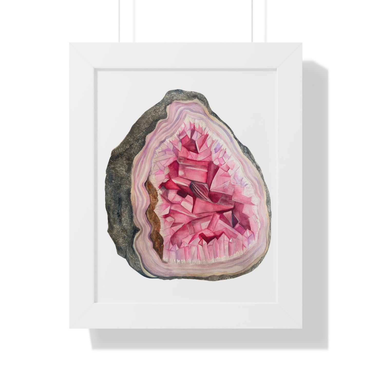 Pink Geode Art Print — Framed Print