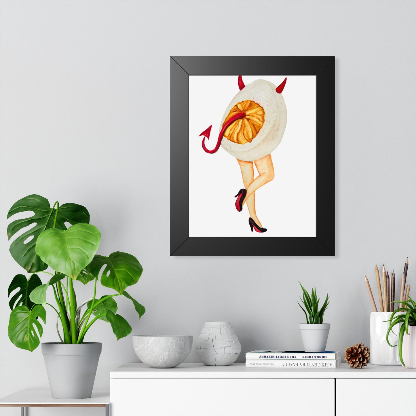Devilish Egg Darling Quirky Pinup Art Framed Print