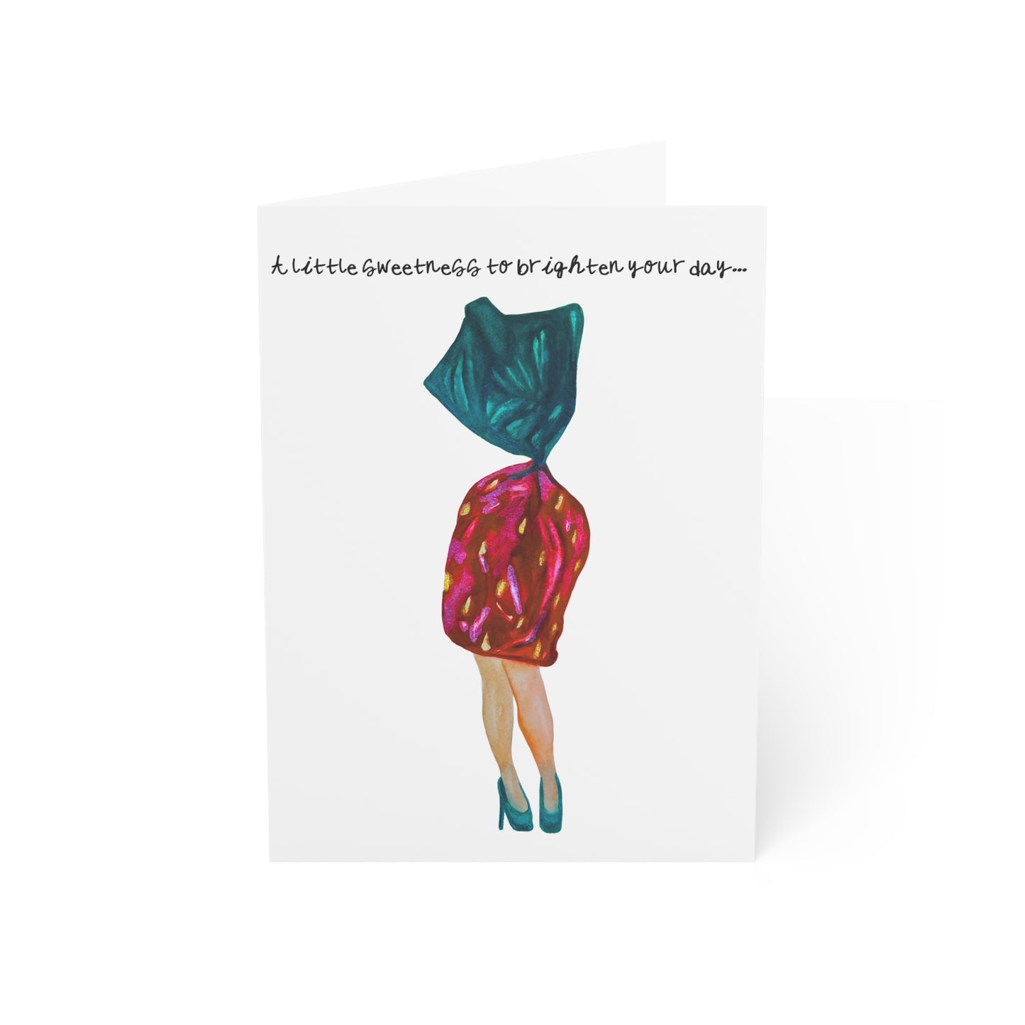 Greeting Card — "A Little Sweetness to Brighten Your Day" Dessert Dress Illustration (1/10/30/50pcs)