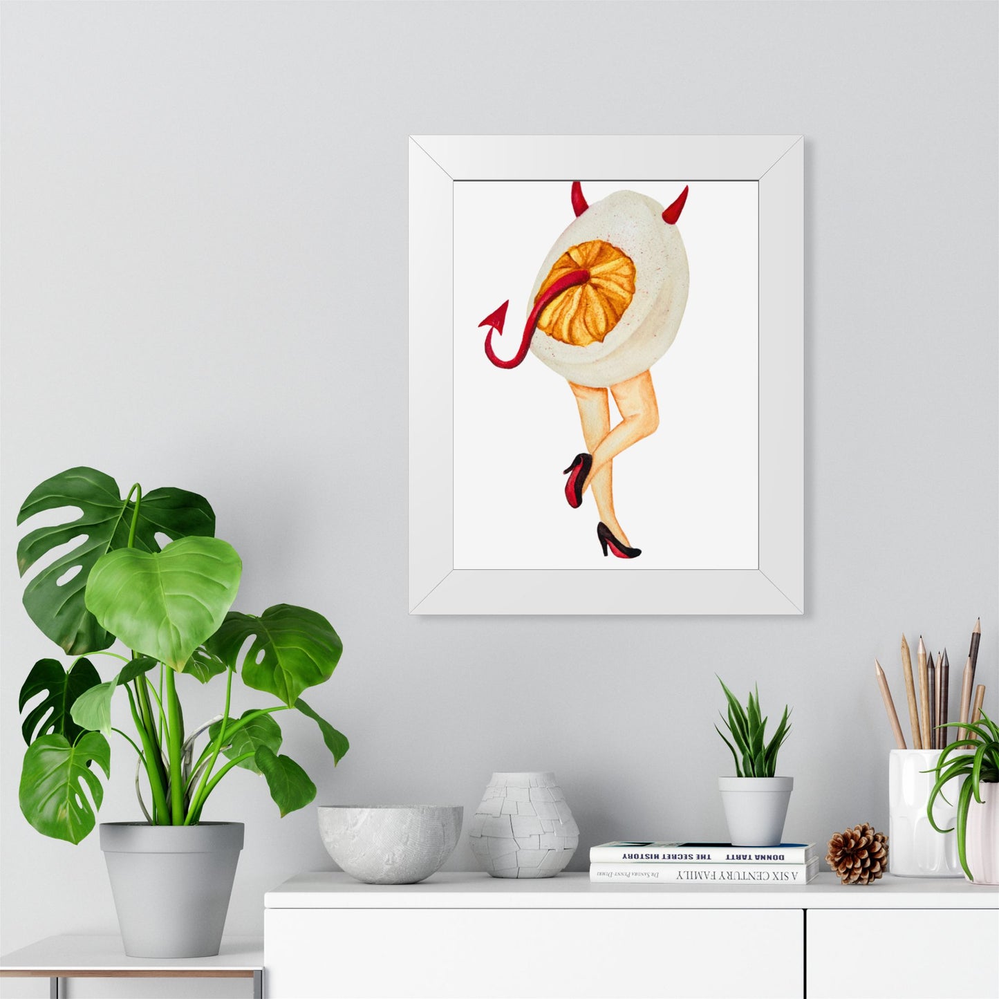 Devilish Egg Darling Quirky Pinup Art Framed Print