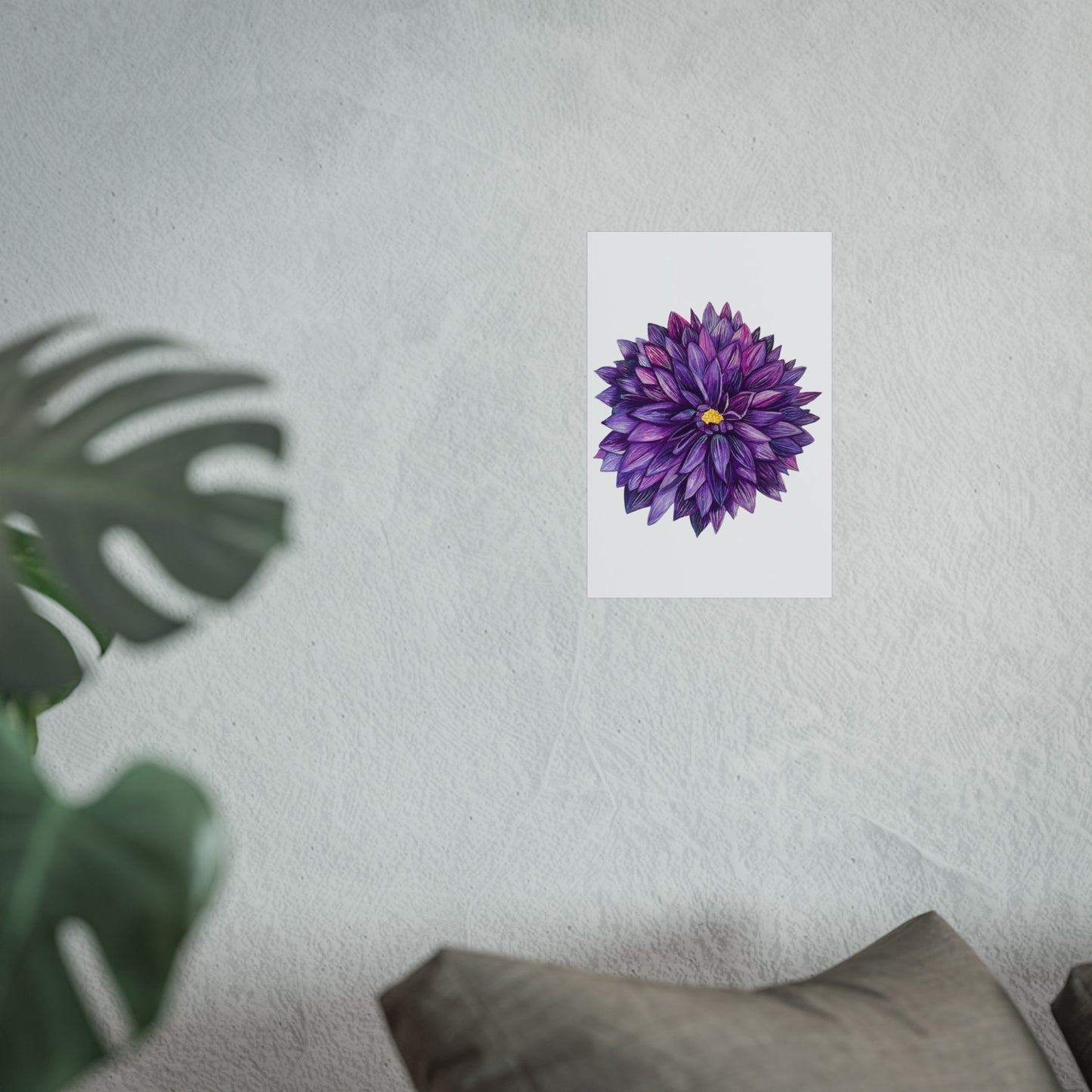 Purple Dahlia Giclée Art Print — Botanical Floral Wall Art