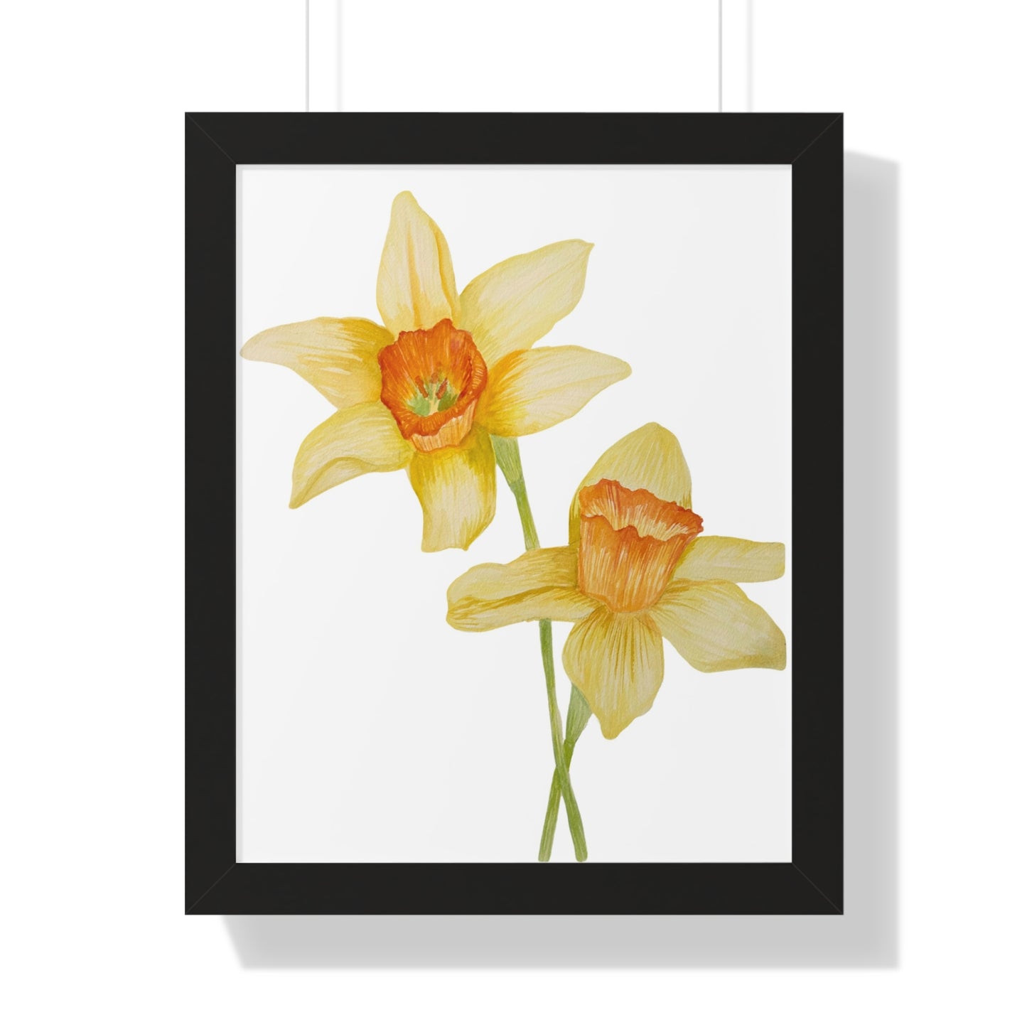 Daffodil Botanical Framed Print — Yellow Watercolor Flower Wall Art