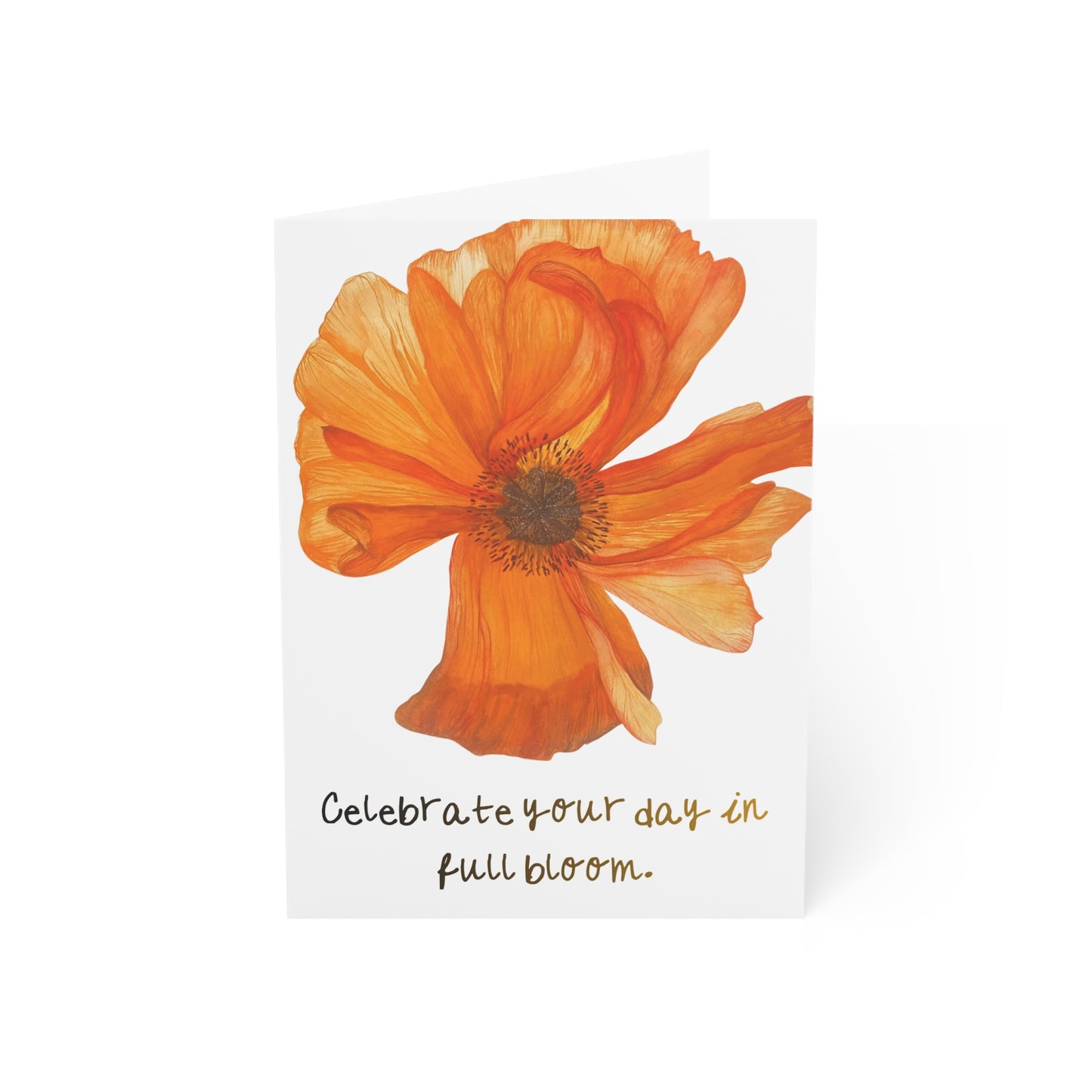 Poppy Wildflower Greeting Card Handpainted "Celebrate" Bloom!