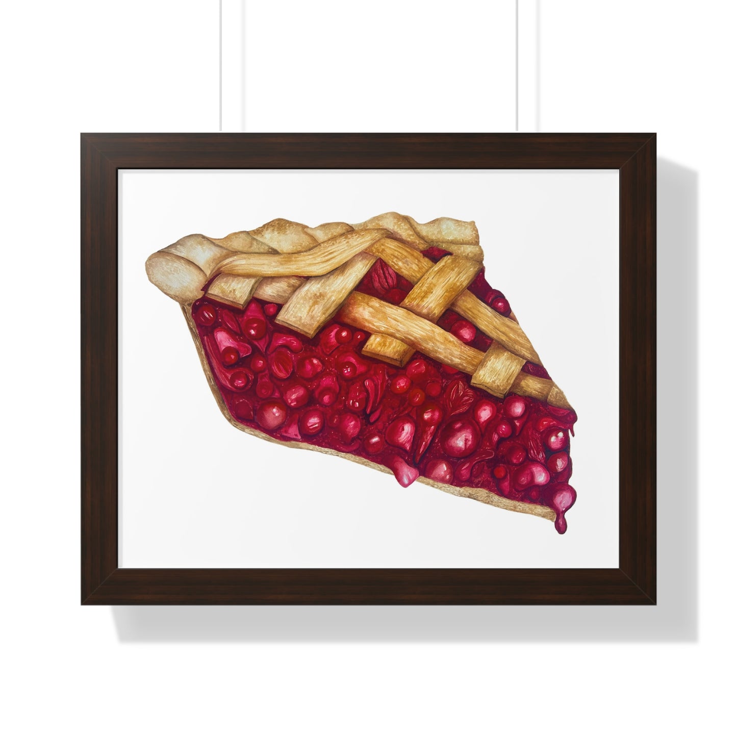 Cherry Pie Slice Framed Print — Watercolor Kitchen Wall Art