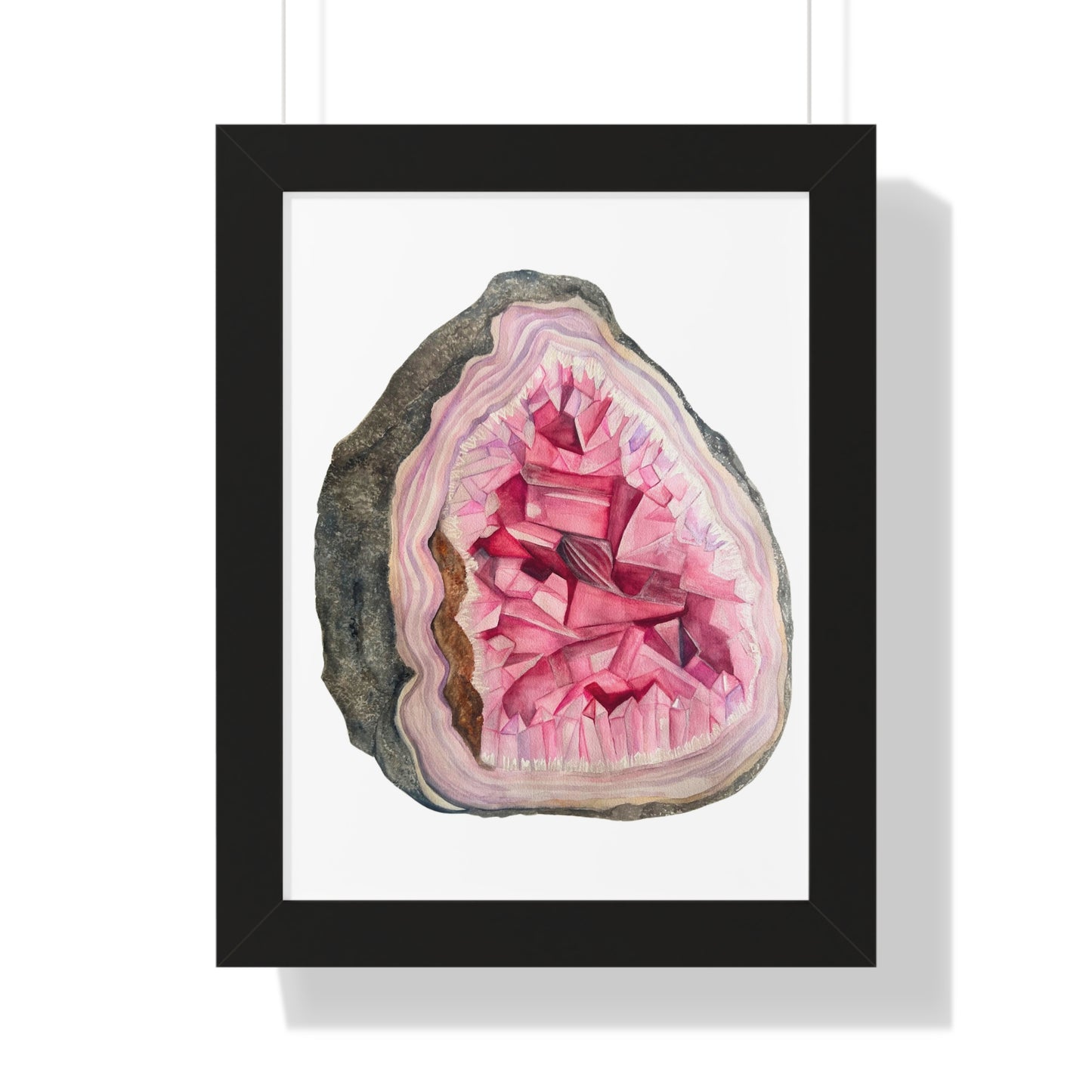 Pink Geode Art Print — Framed Print