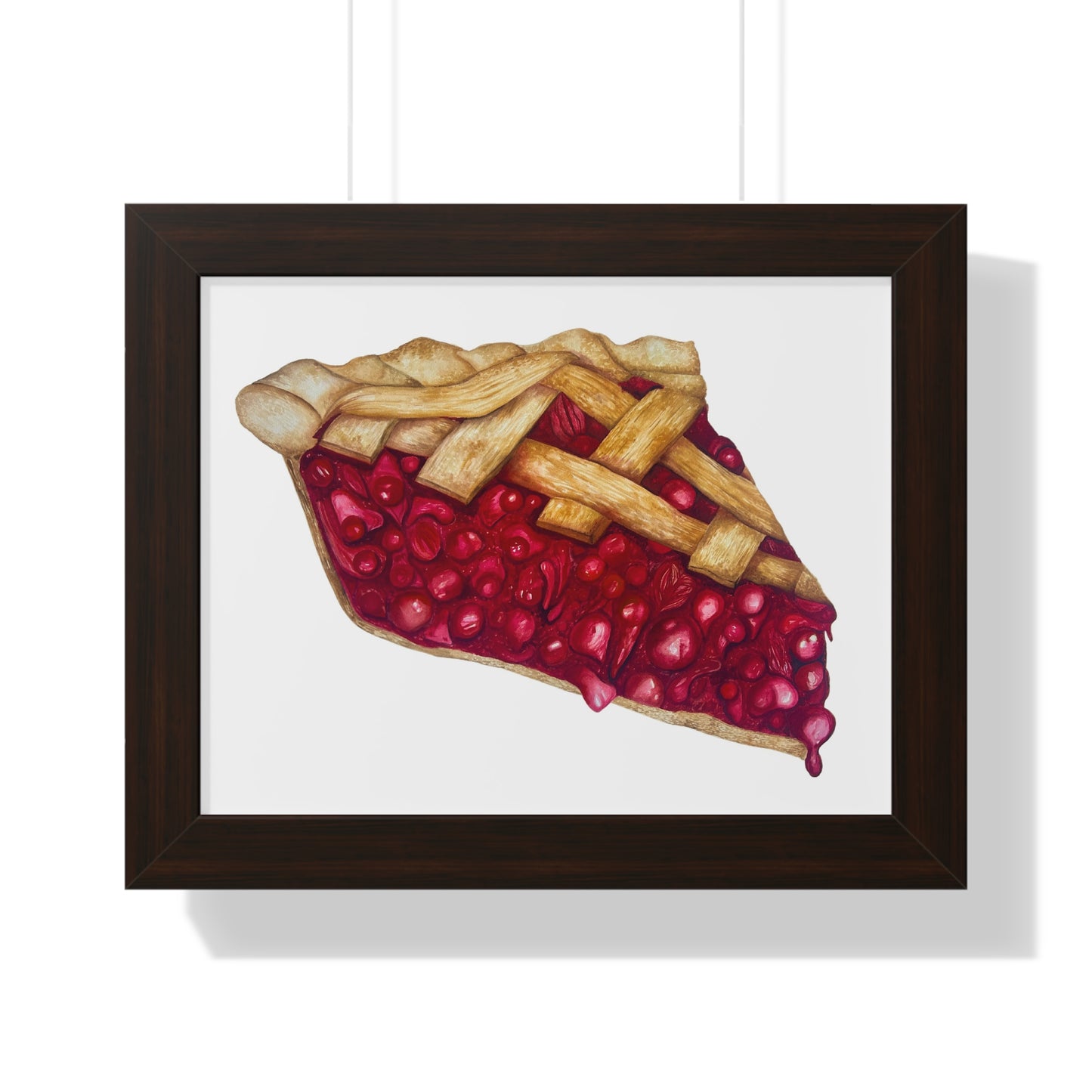 Cherry Pie Slice Framed Print — Watercolor Kitchen Wall Art