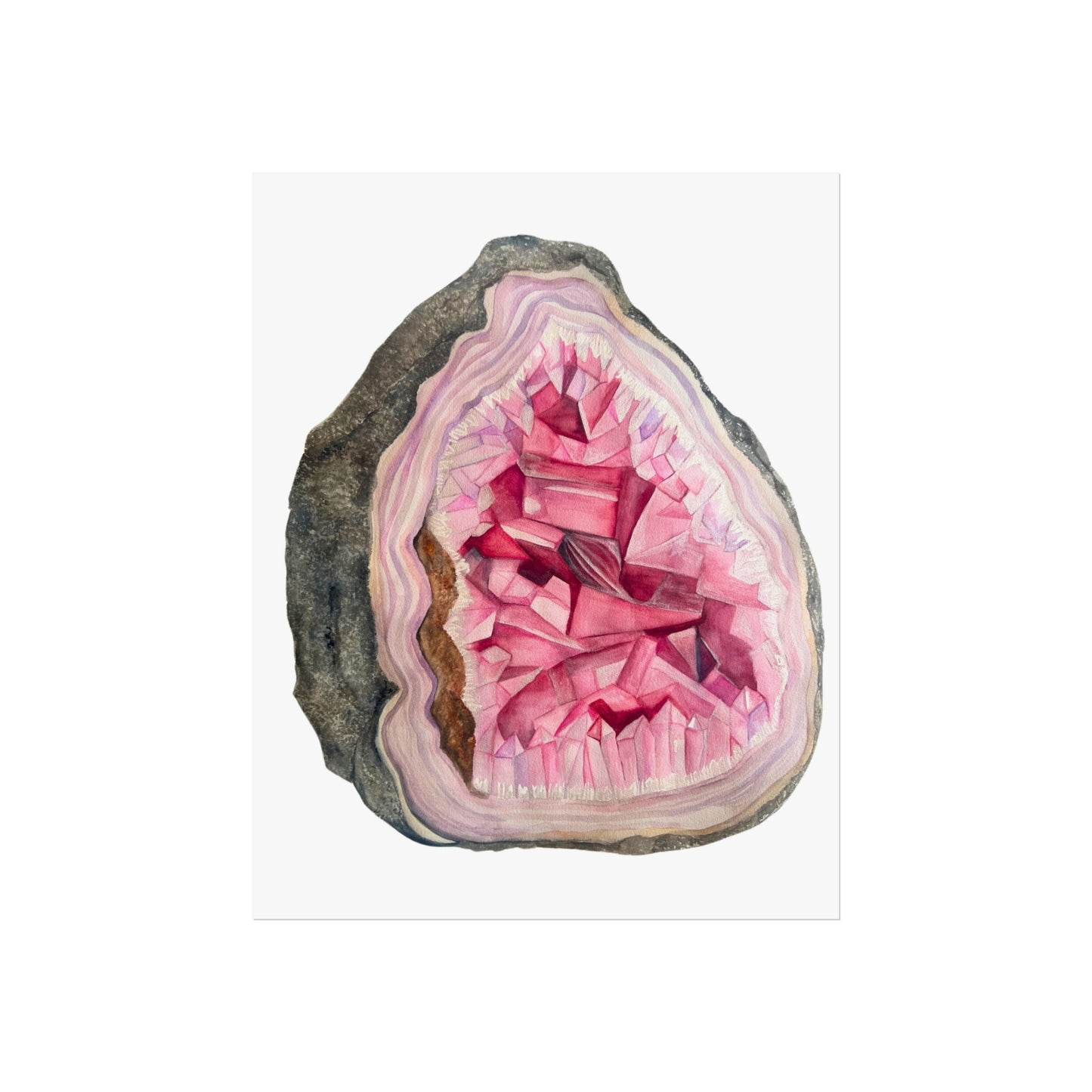 Pink Geode Giclée Art Print — Crystal Wall Art for Home Décor