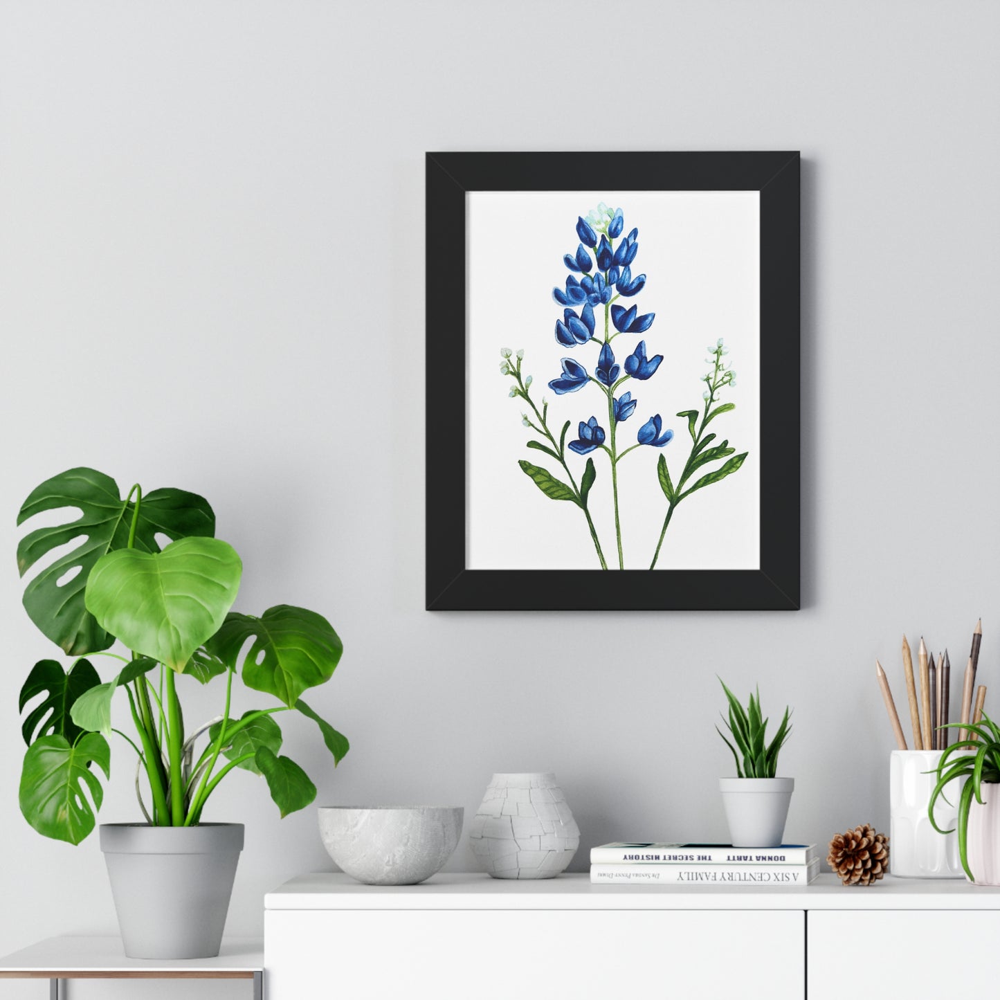 Framed Print — Bluebonnet Texas Watercolor Botanical Print
