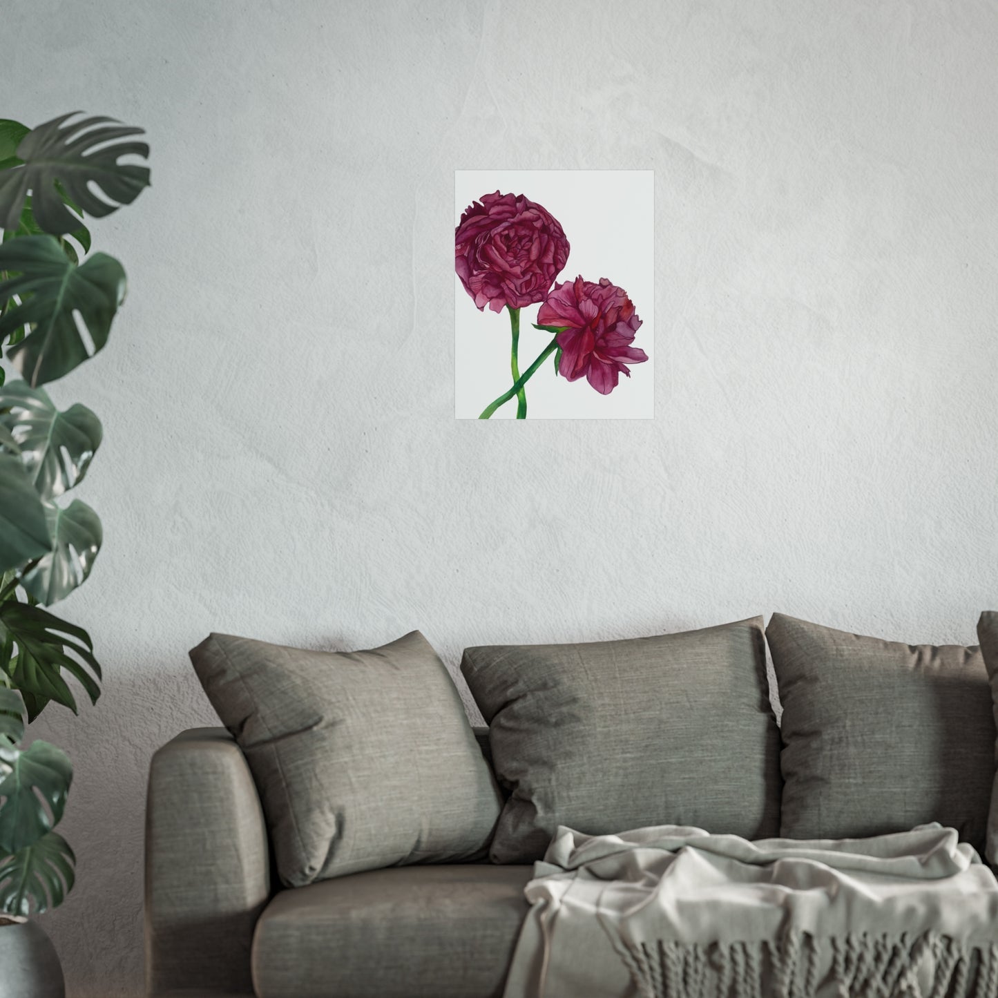 Peony Watercolor Giclée Art Print — Botanical Wall Art, Pink Floral Illustration