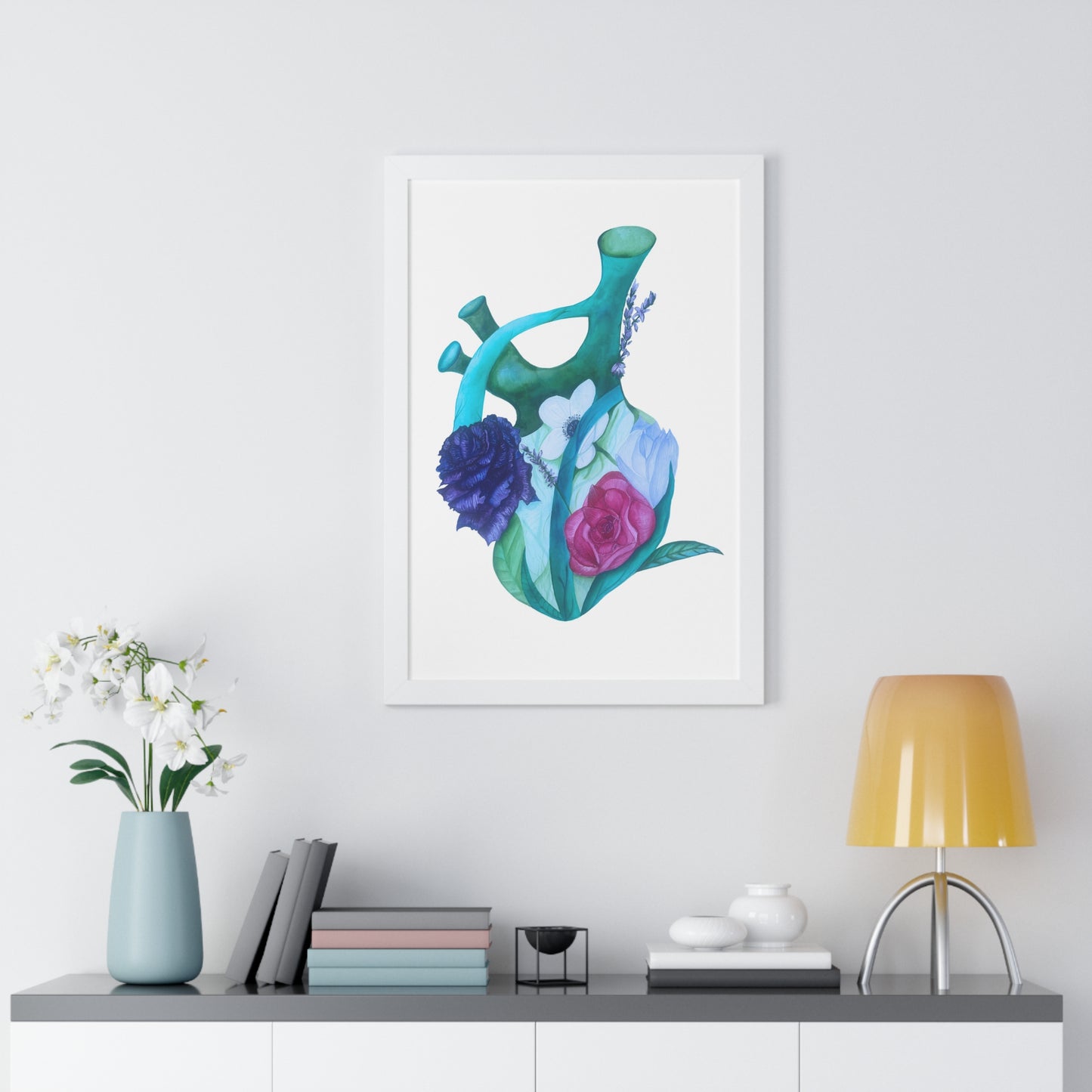 Framed Print — Floral Anatomical Heart Print