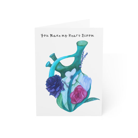 "You Make My Heart Bloom" Floral Anatomical Heart Love Card