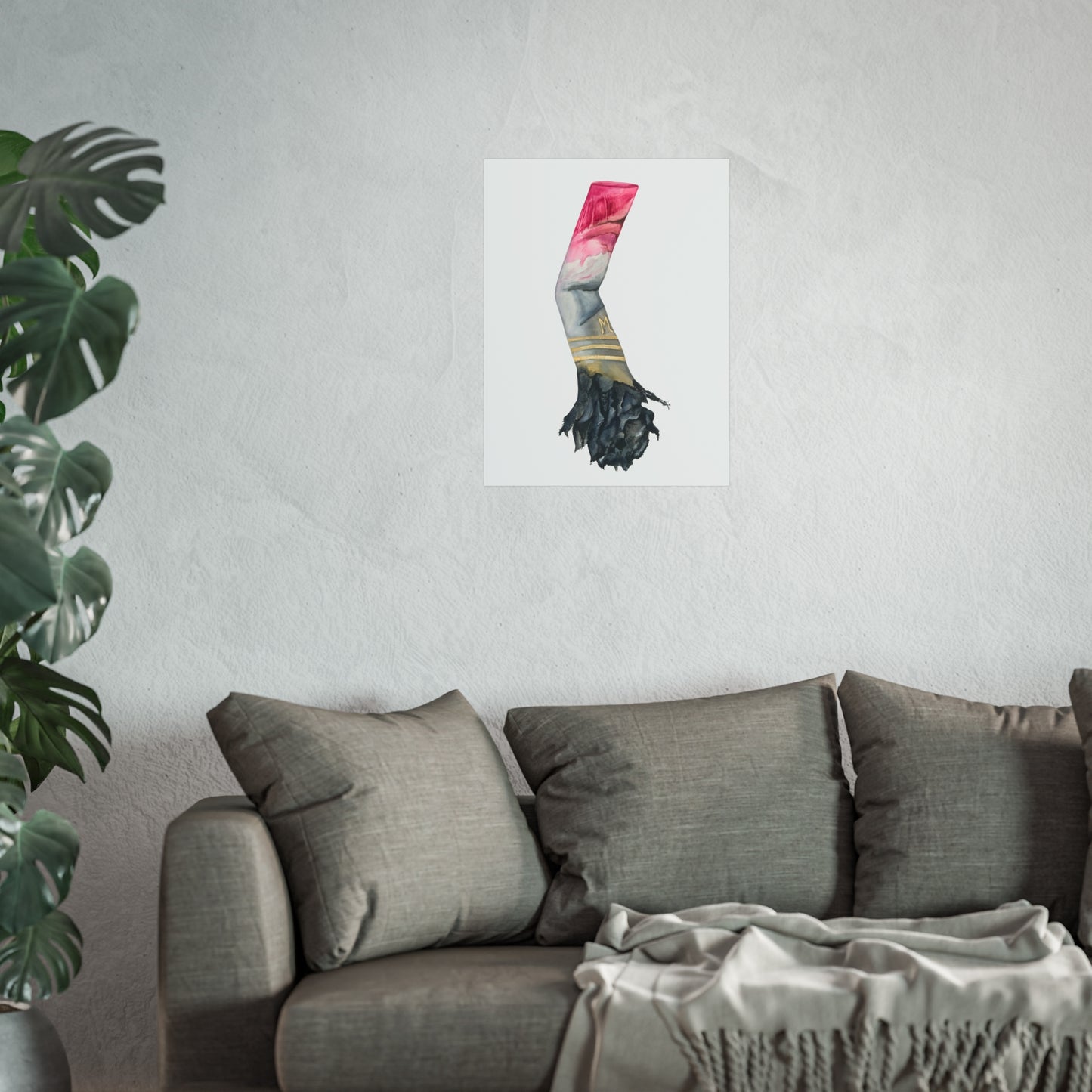 Lipstick & Cigarette Giclée Art Print – Pink, Gray & Gold Minimal Wall Art