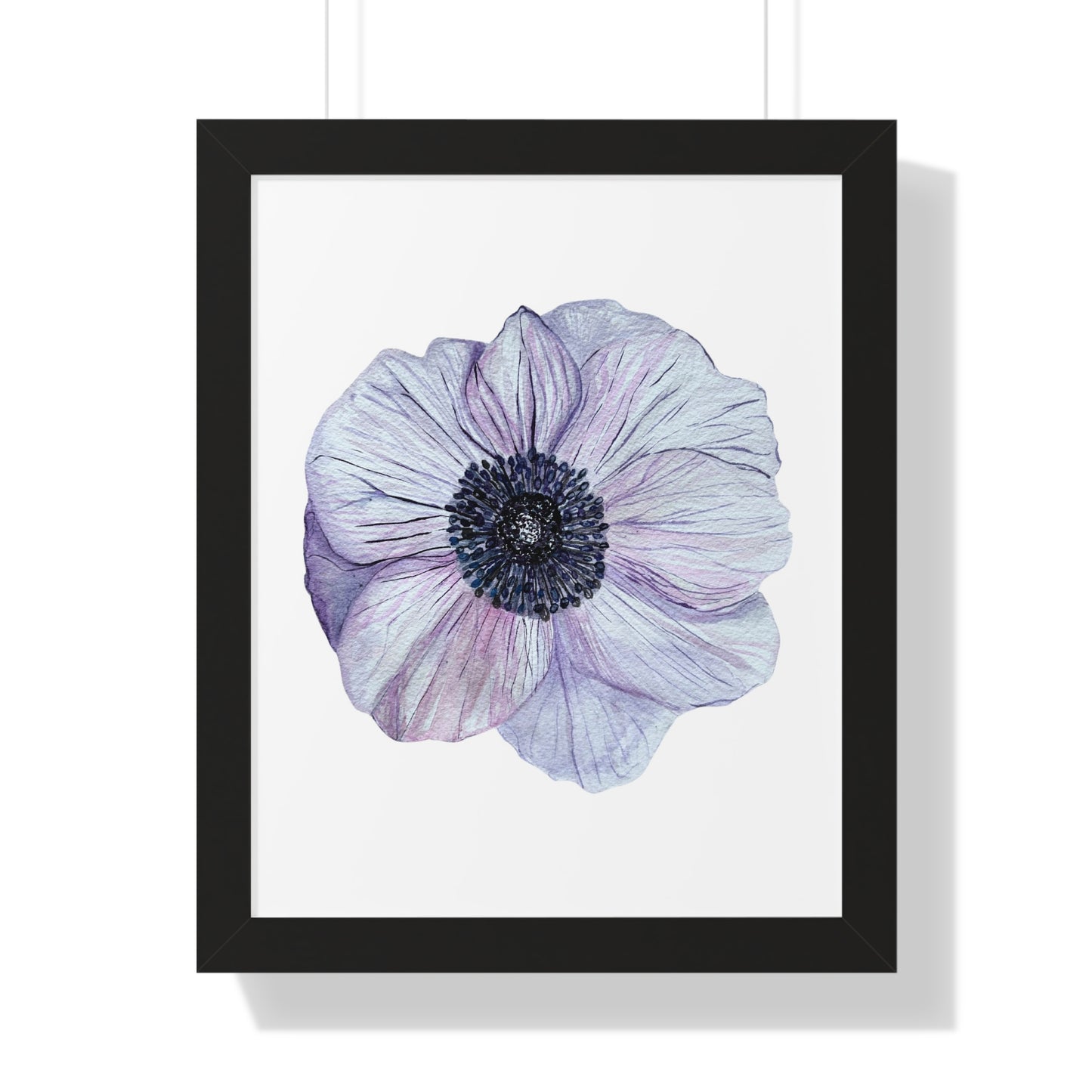 Framed Floral  Print — White Lavender Anemone Wall Art