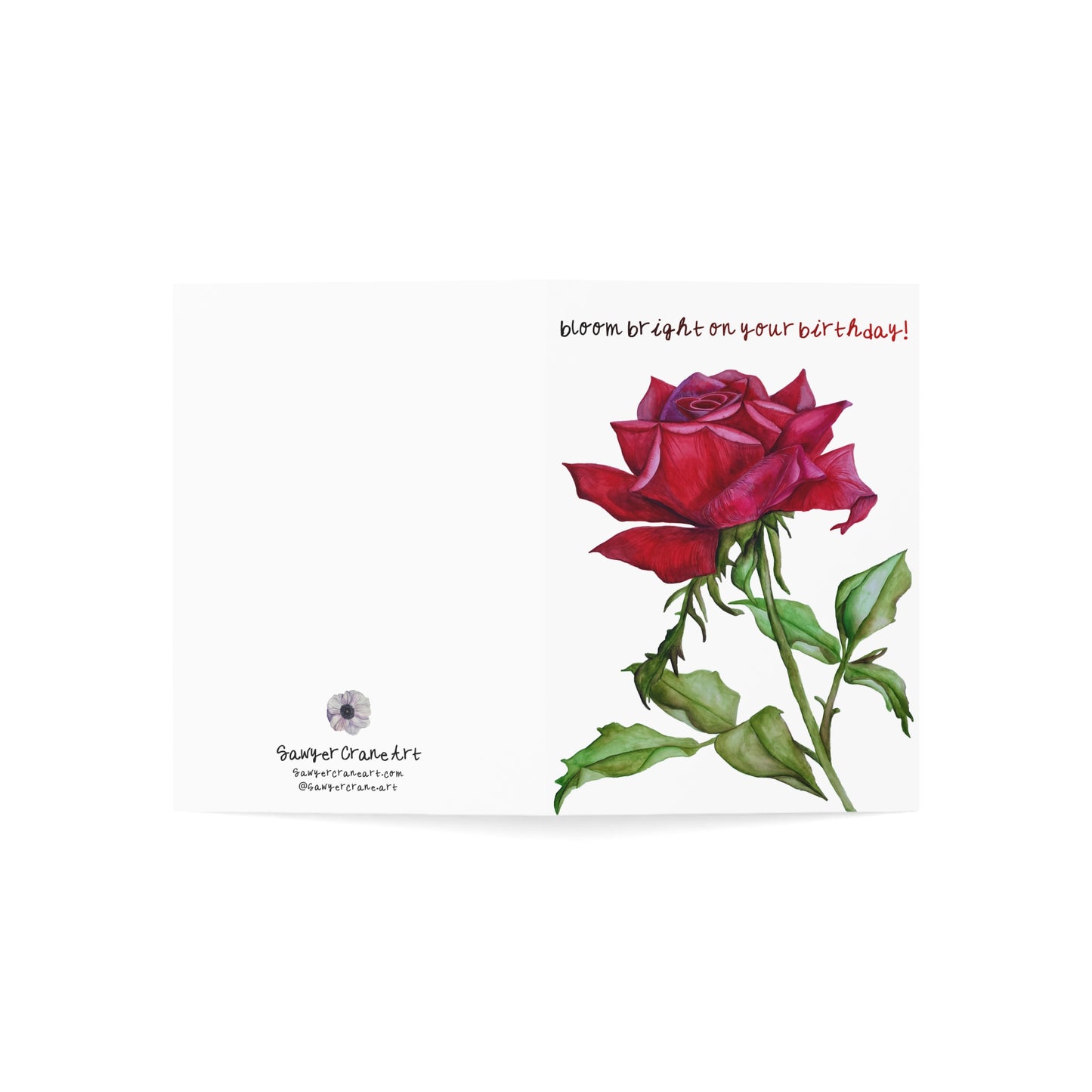Red Rose Birthday Card - Bloom Bright on Your Birthday