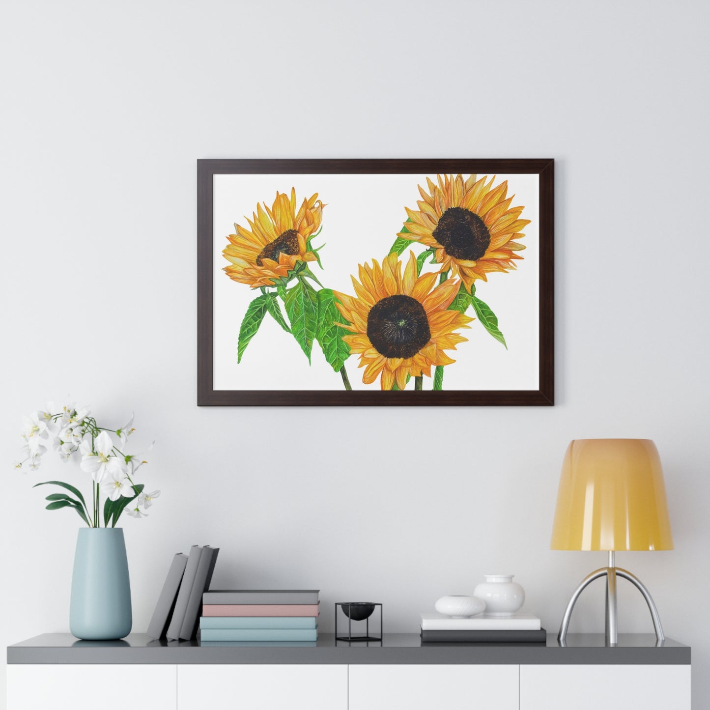 Sunflower Watercolor Framed Print — Bright Botanical Wall Art