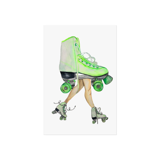 Green Roller Skate Giclée Art Print — Vintage Roller Rink Wall Decor