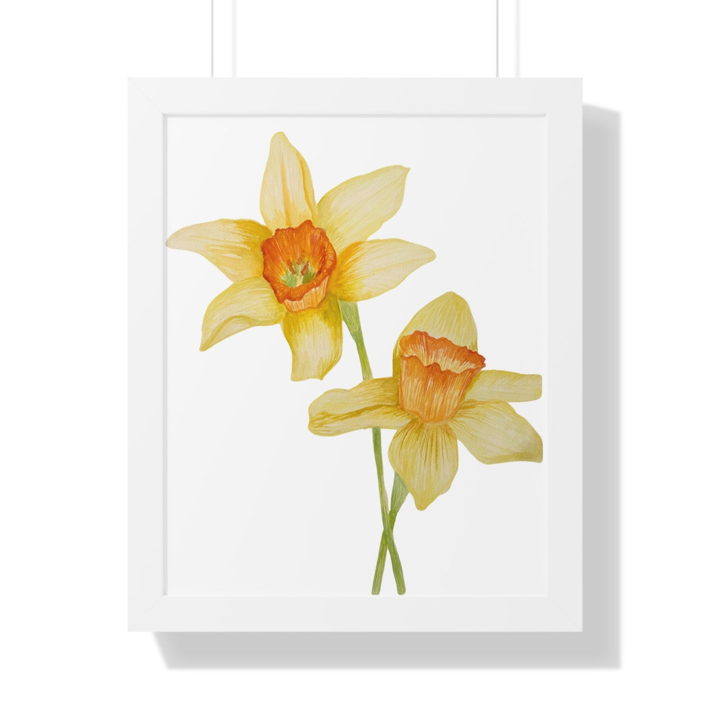Daffodil Botanical Framed Print — Yellow Watercolor Flower Wall Art
