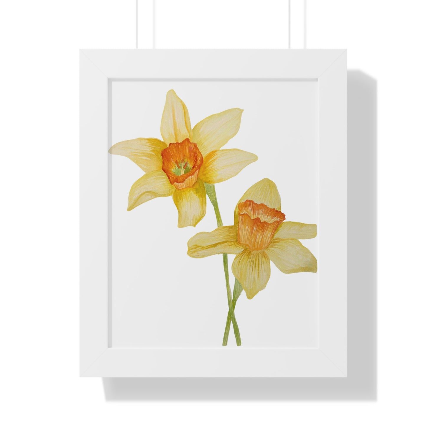 Daffodil Botanical Framed Print — Yellow Watercolor Flower Wall Art